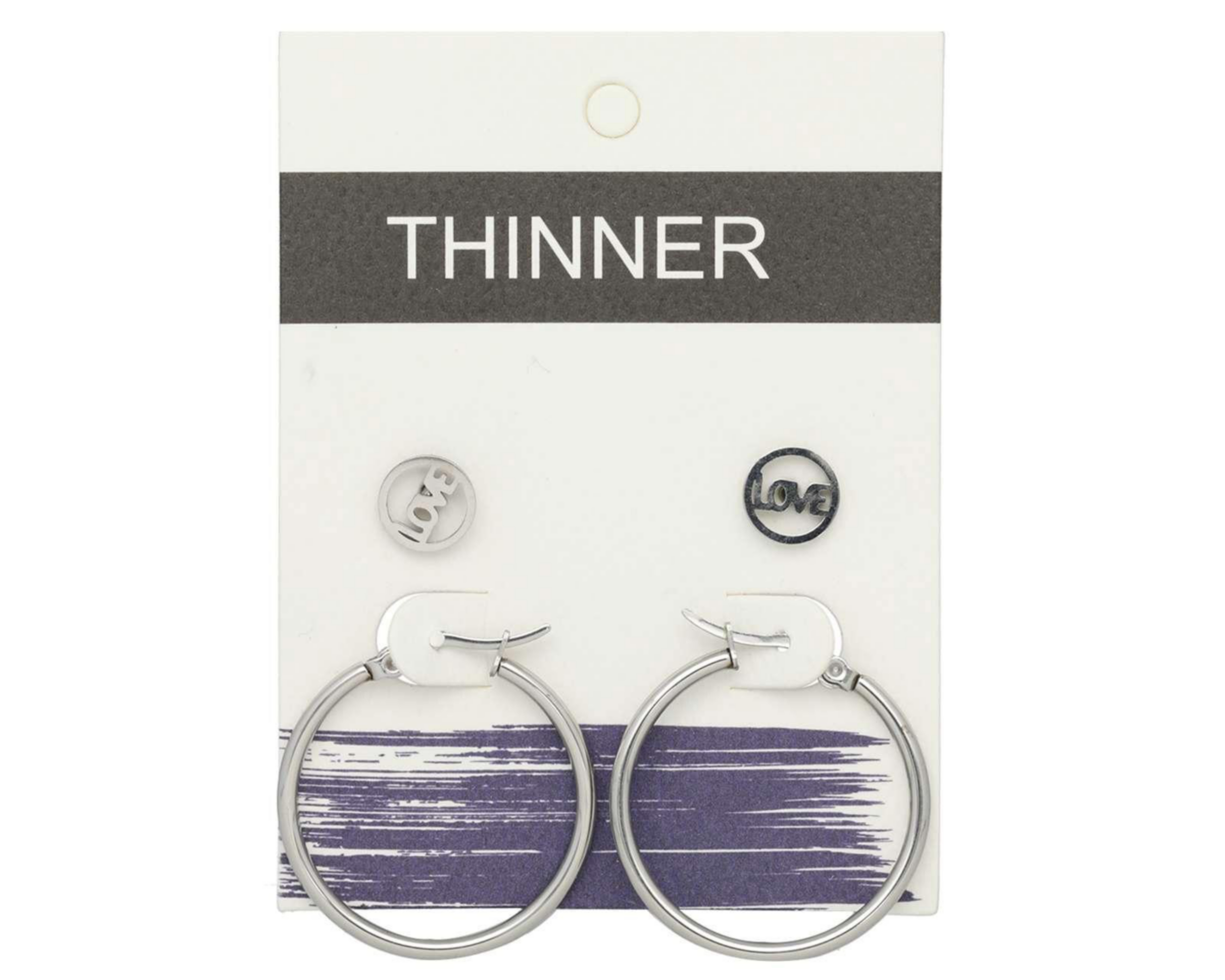 Foto 4 pulgar | Aretes de Acero Inoxidable Thinner