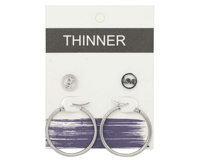 Foto 3 | Aretes de Acero Inoxidable Thinner