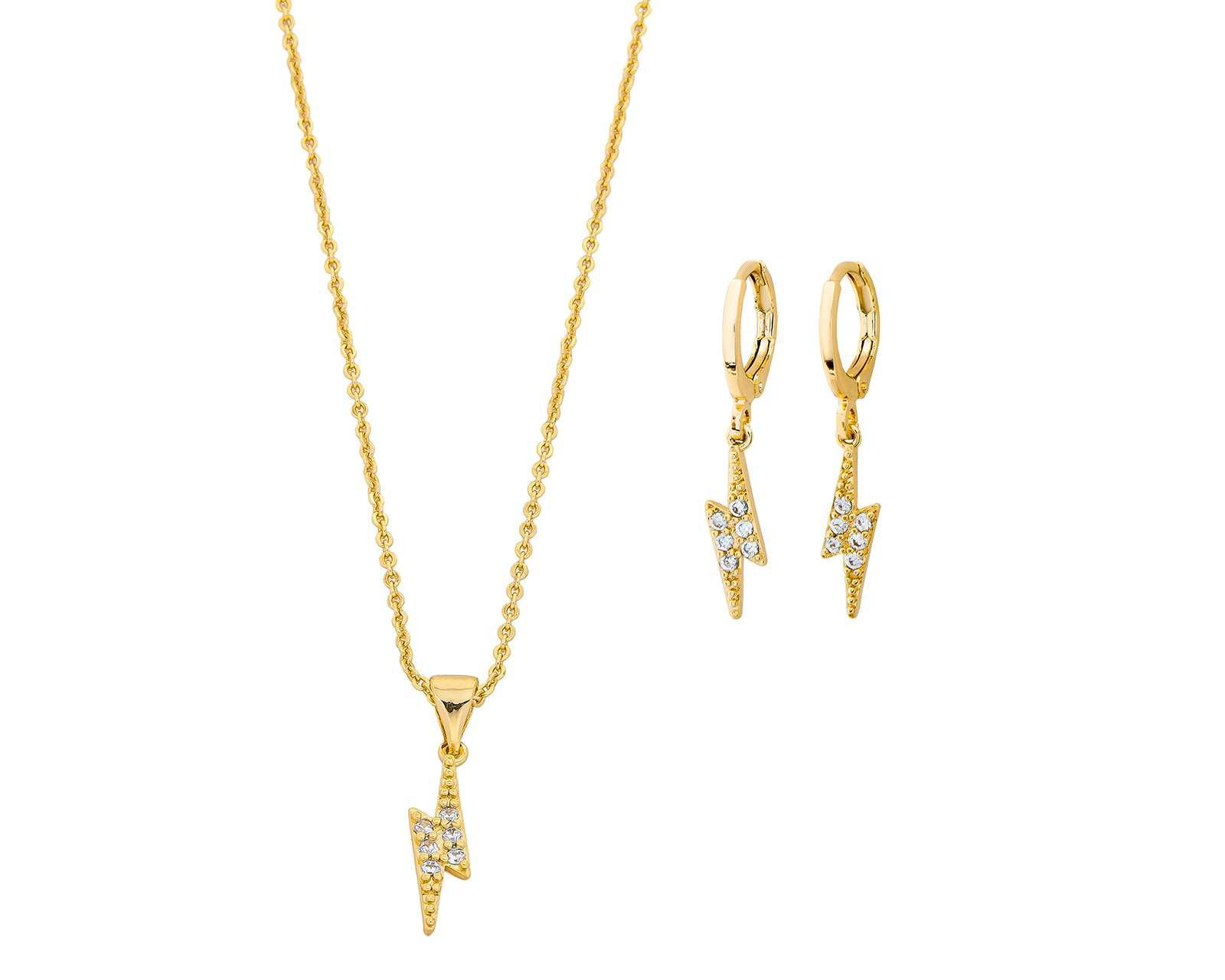 Cadena y Aretes de Chapa de Oro 18K Plafer