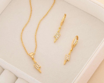 Foto 5 | Cadena y Aretes de Chapa de Oro 18K Plafer