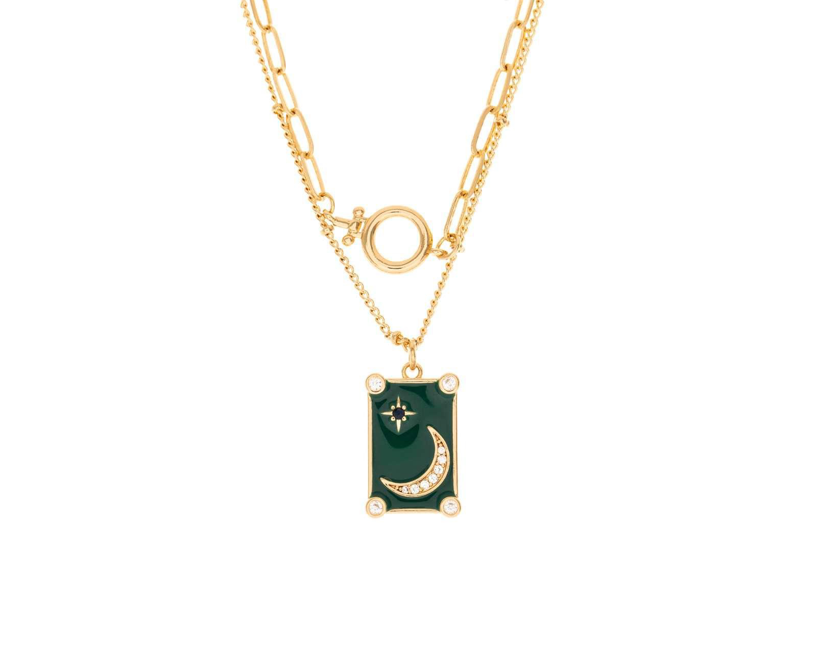 Collar Chapa de Oro 14 kt Jade+Lily