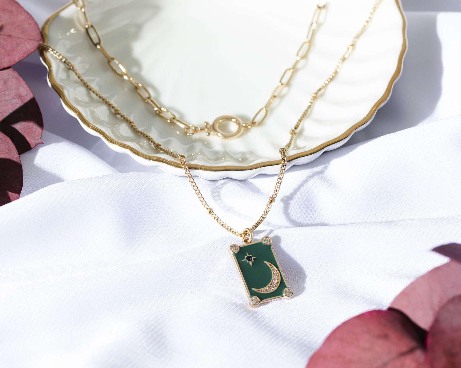 Foto 6 | Collar Chapa de Oro 14 kt Jade+Lily