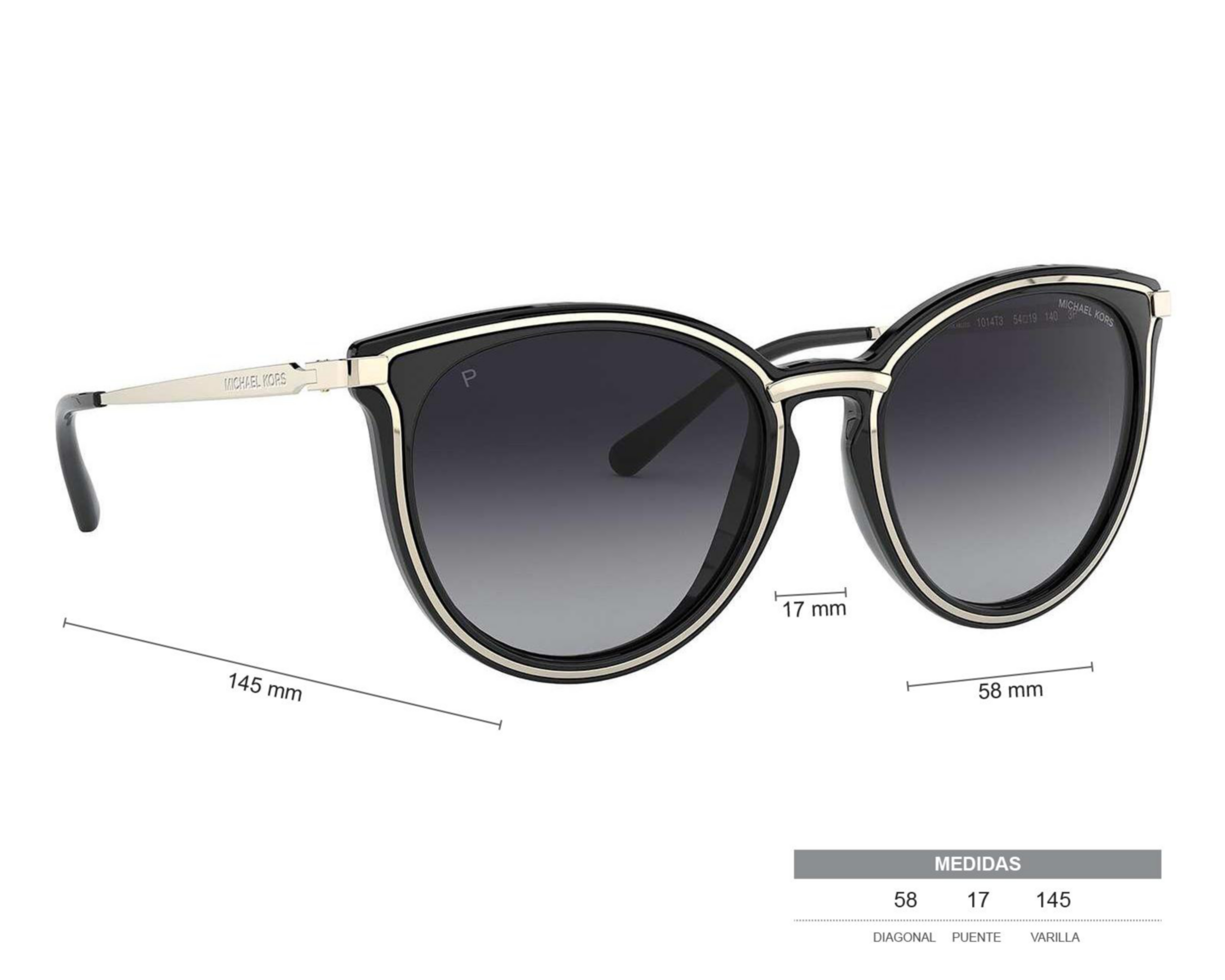 Foto 6 | Lentes de Sol Michael Kors Redondos 0MK1077 1014T3 Negro