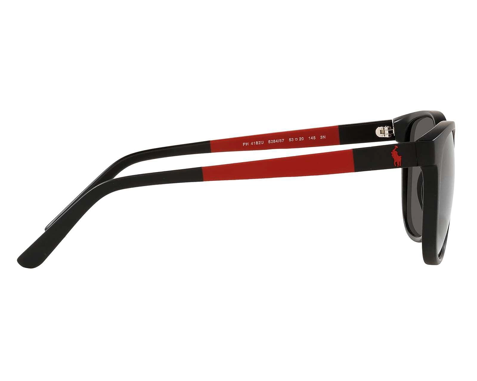 Foto 4 pulgar | Lentes de Sol Polo Rectangulares 0PH4182U 528487 Negro/Rojo