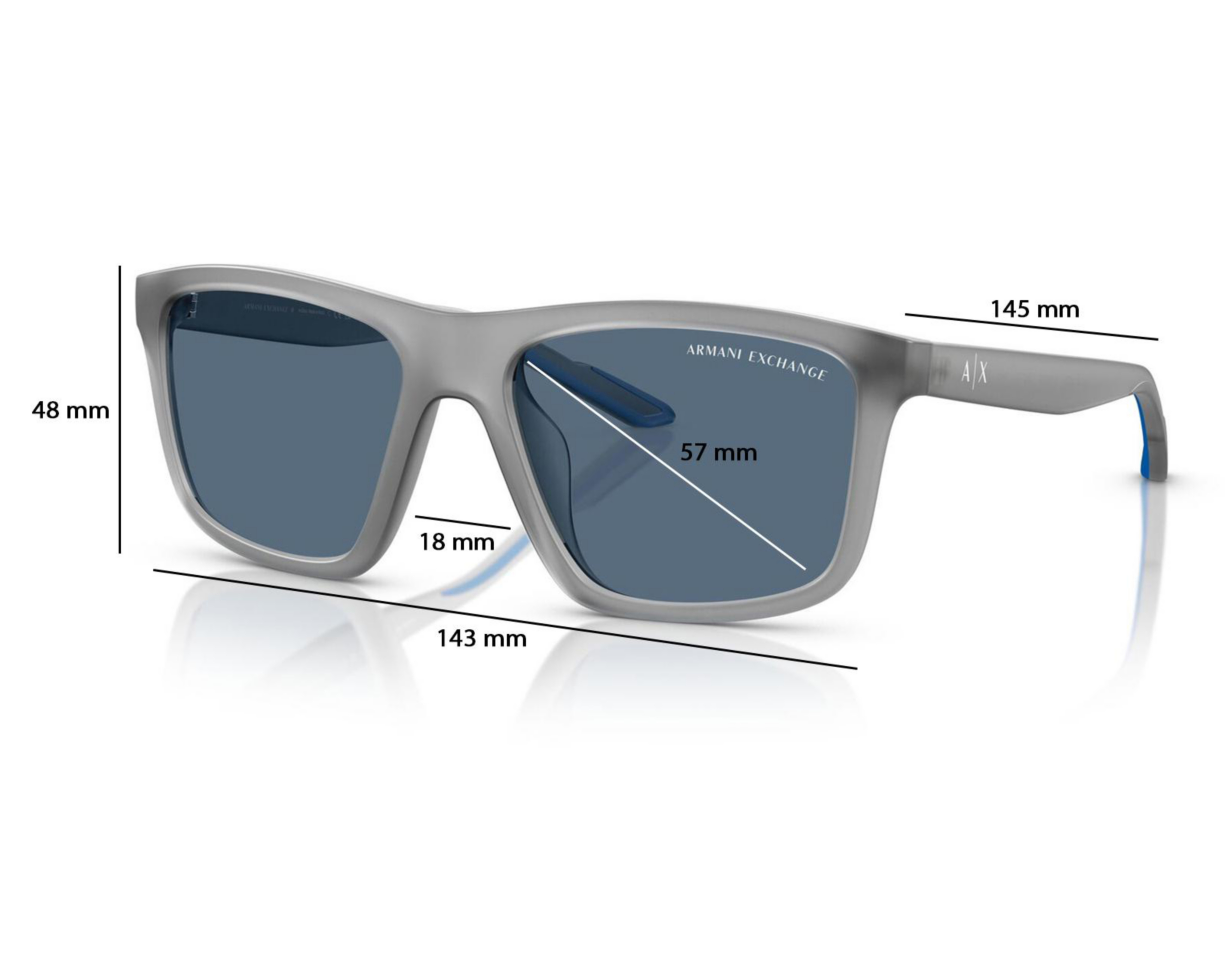 Foto 7 pulgar | Lentes de Sol para Hombre Armani Exchange Cuadrados Gris