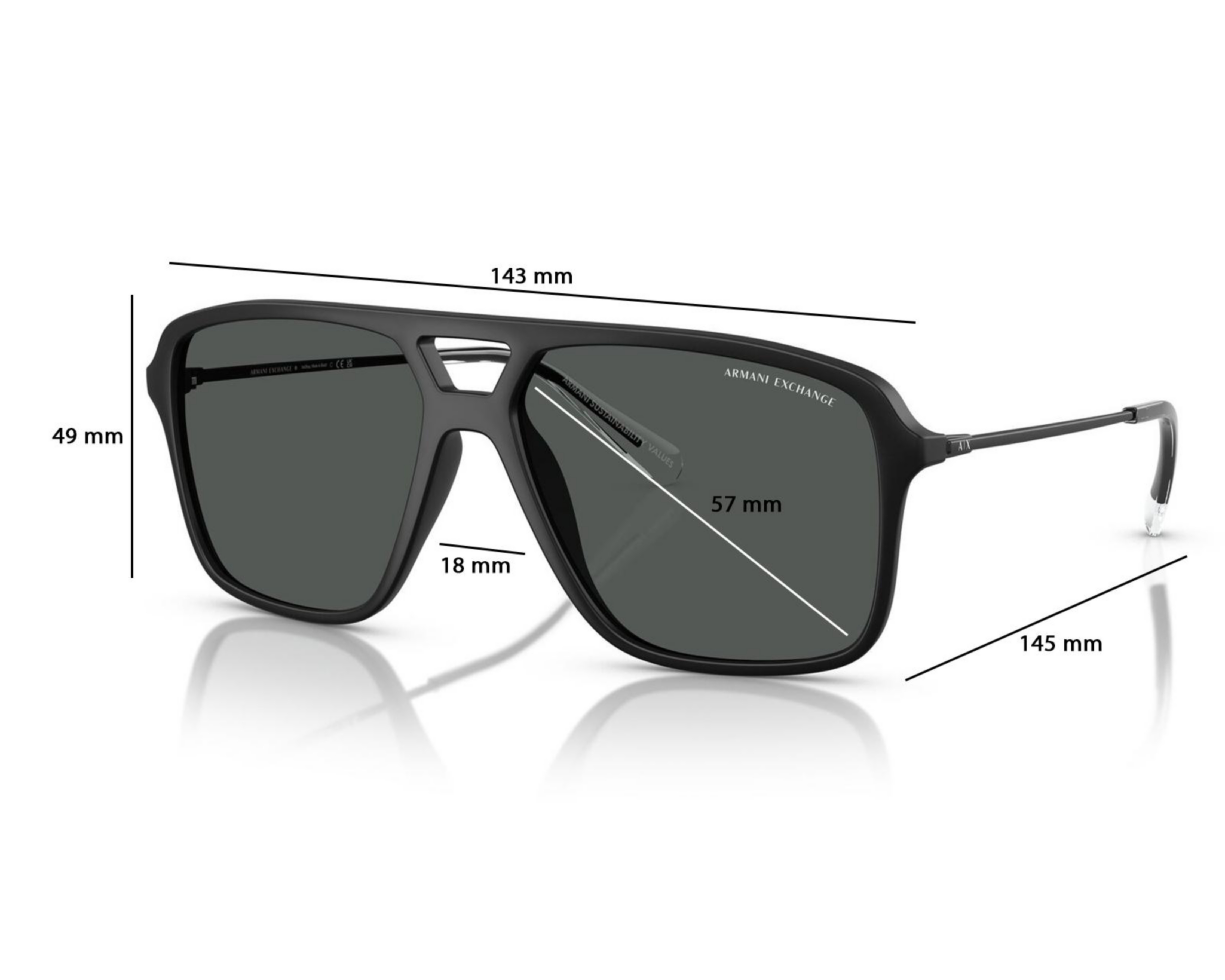 Foto 7 pulgar | Lentes de Sol para Hombre Armani Exchange Aviador Negros