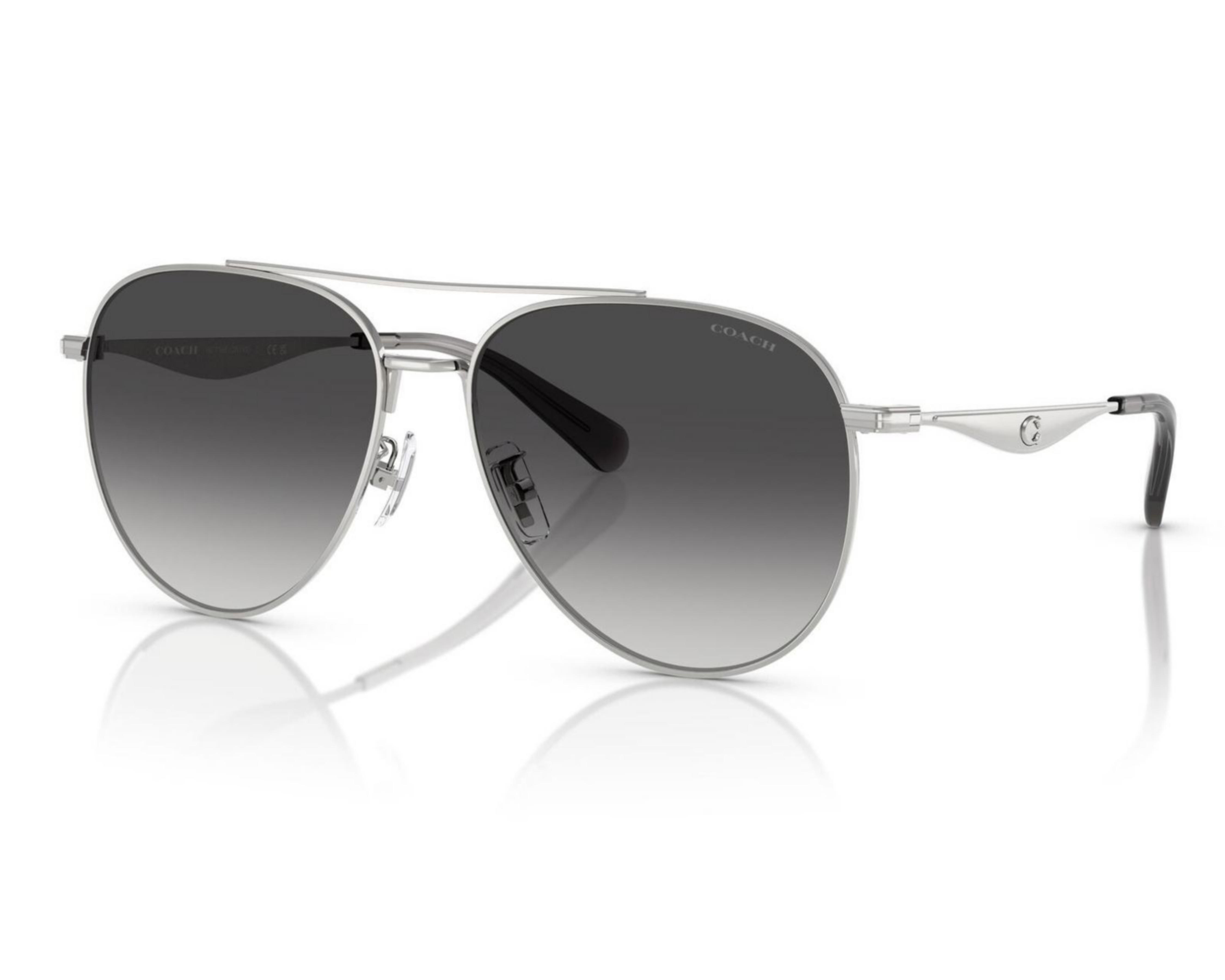 Foto 2 pulgar | Lentes de Sol para Mujer Coach Aviador Plateado