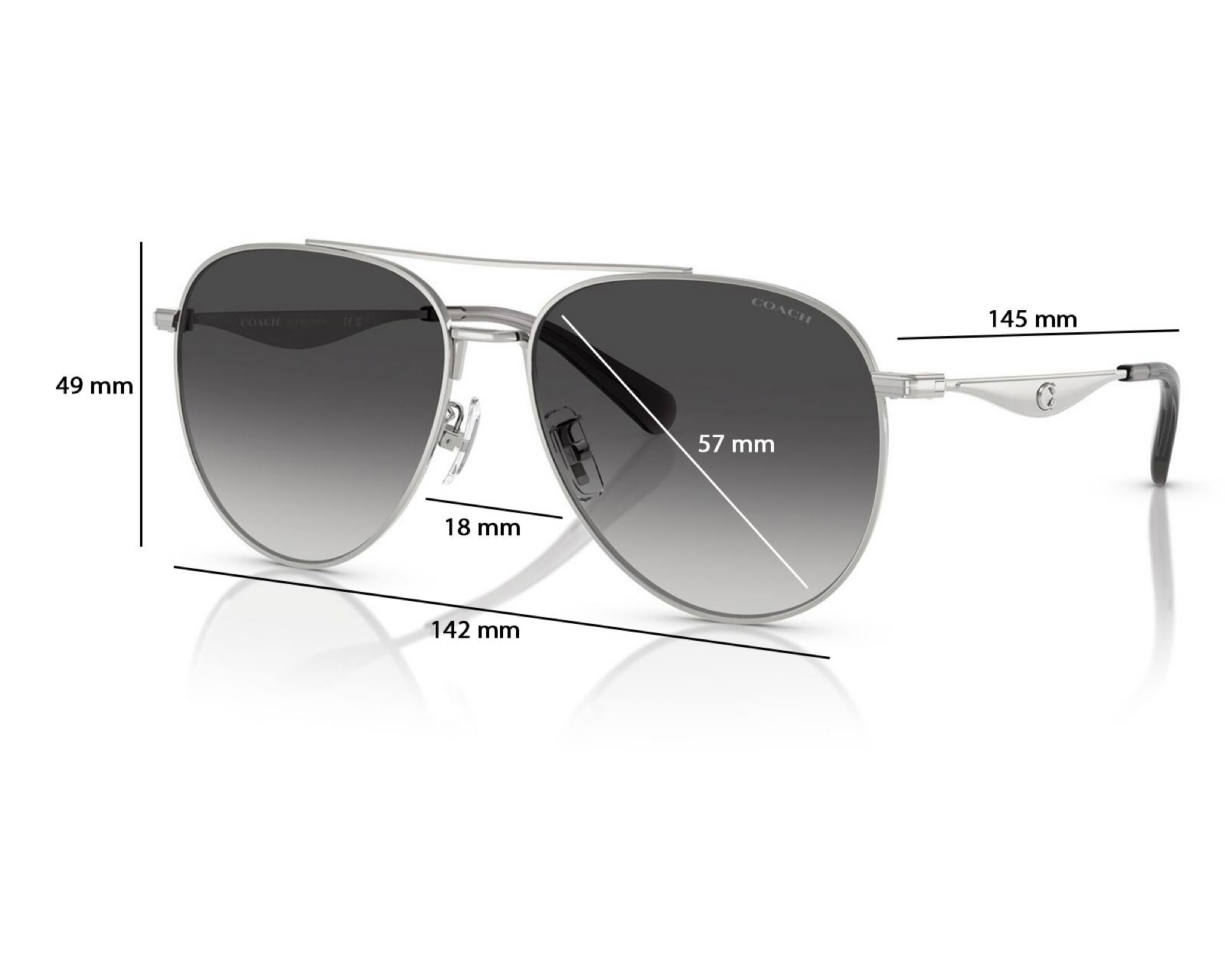 Foto 7 pulgar | Lentes de Sol para Mujer Coach Aviador Plateado
