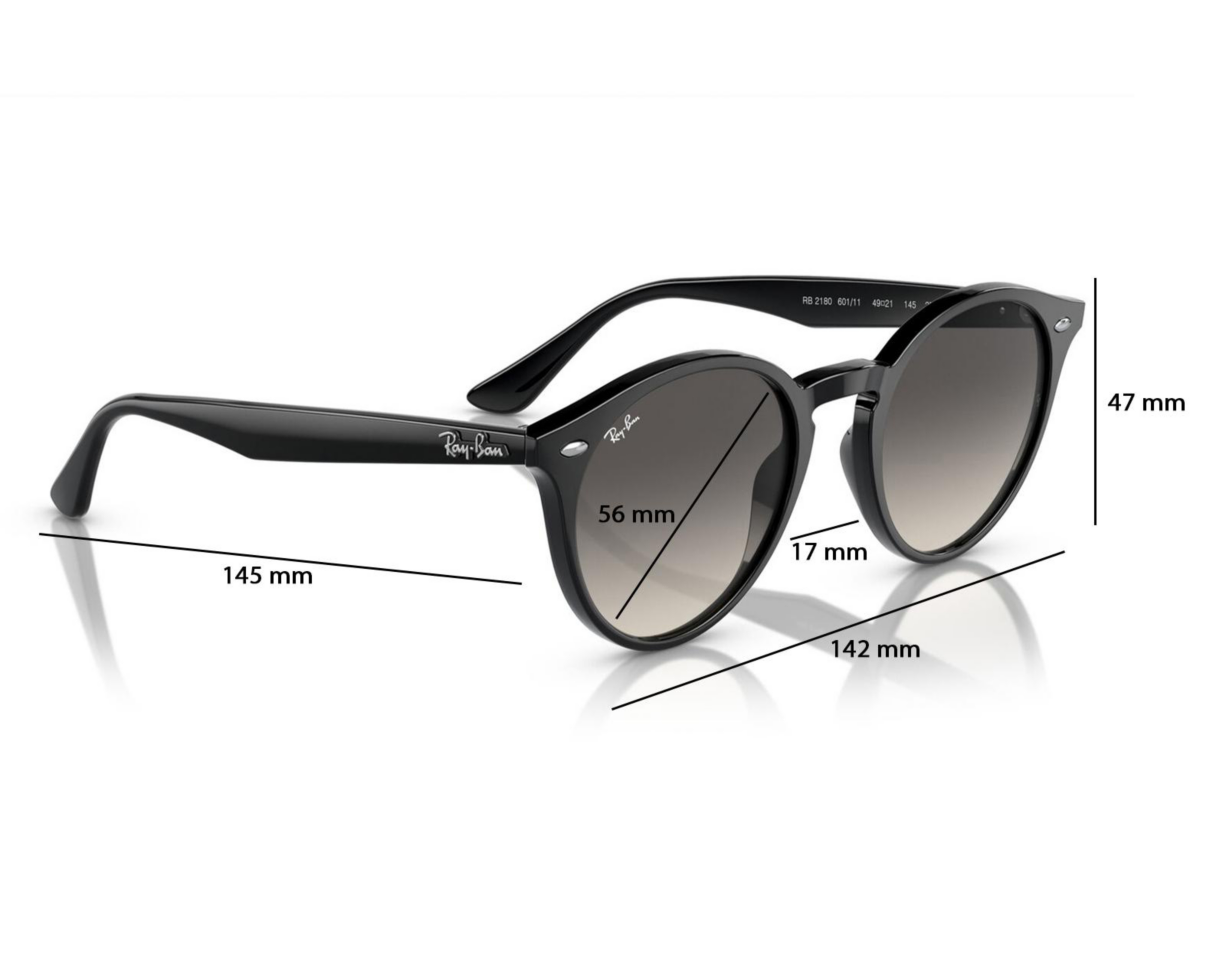 Foto 6 | Lentes de Sol para Hombre Ray-Ban Redondos Negro