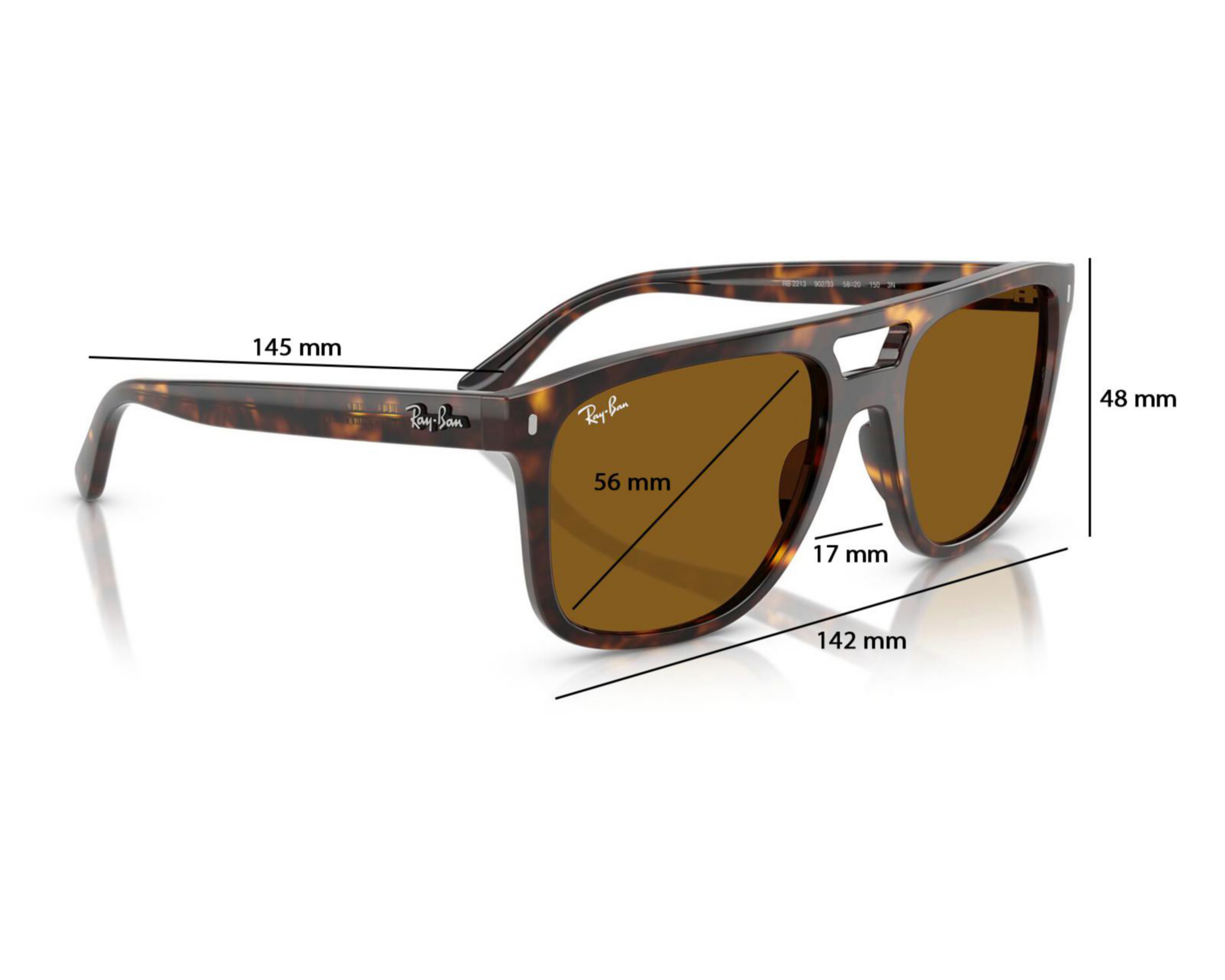 Foto 8 pulgar | Lentes de Sol Unisex Ray-Ban Cuadrados Havana