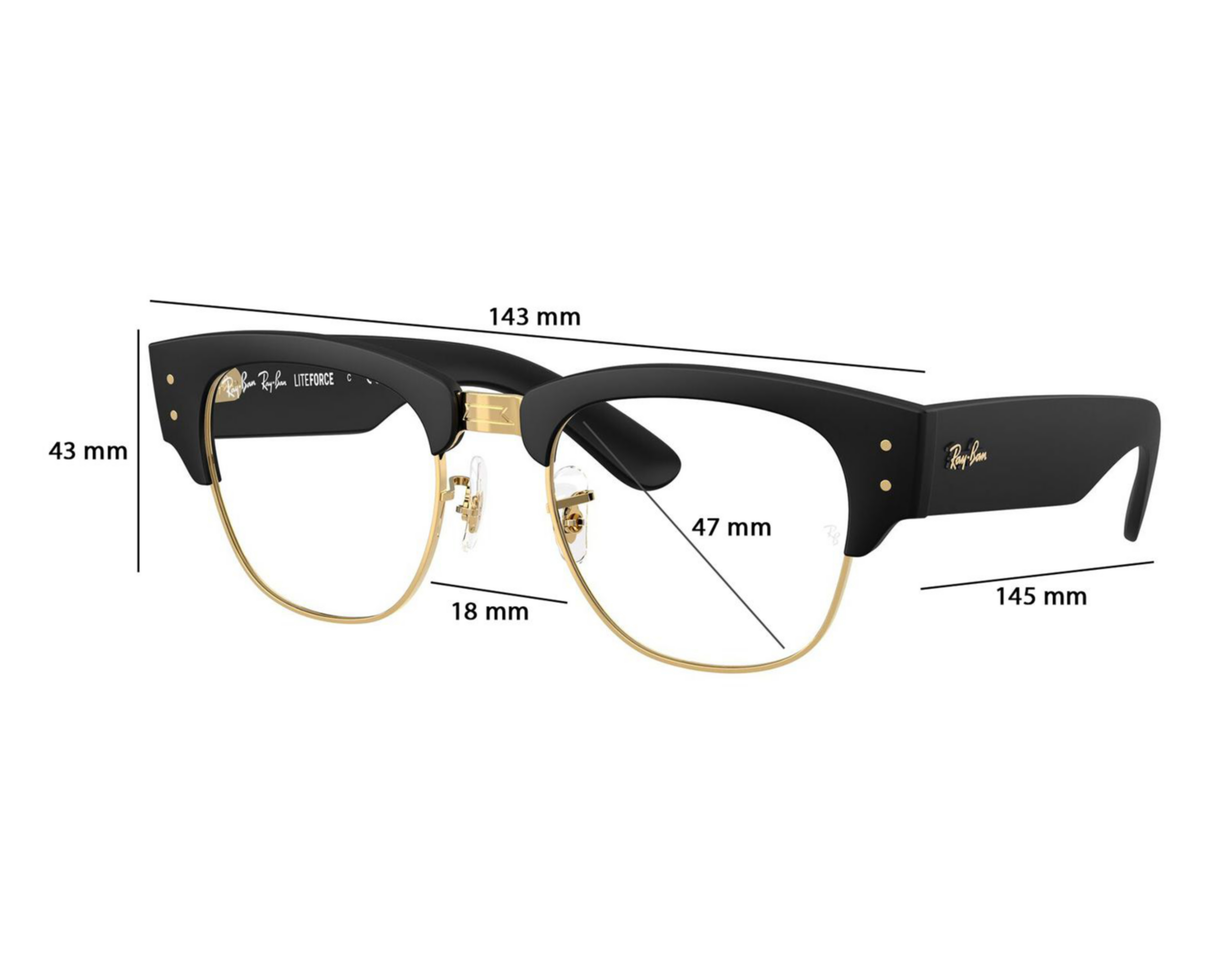 Foto 7 pulgar | Armazón Oftálmico Unisex Ray-Ban Clubmaster Negro