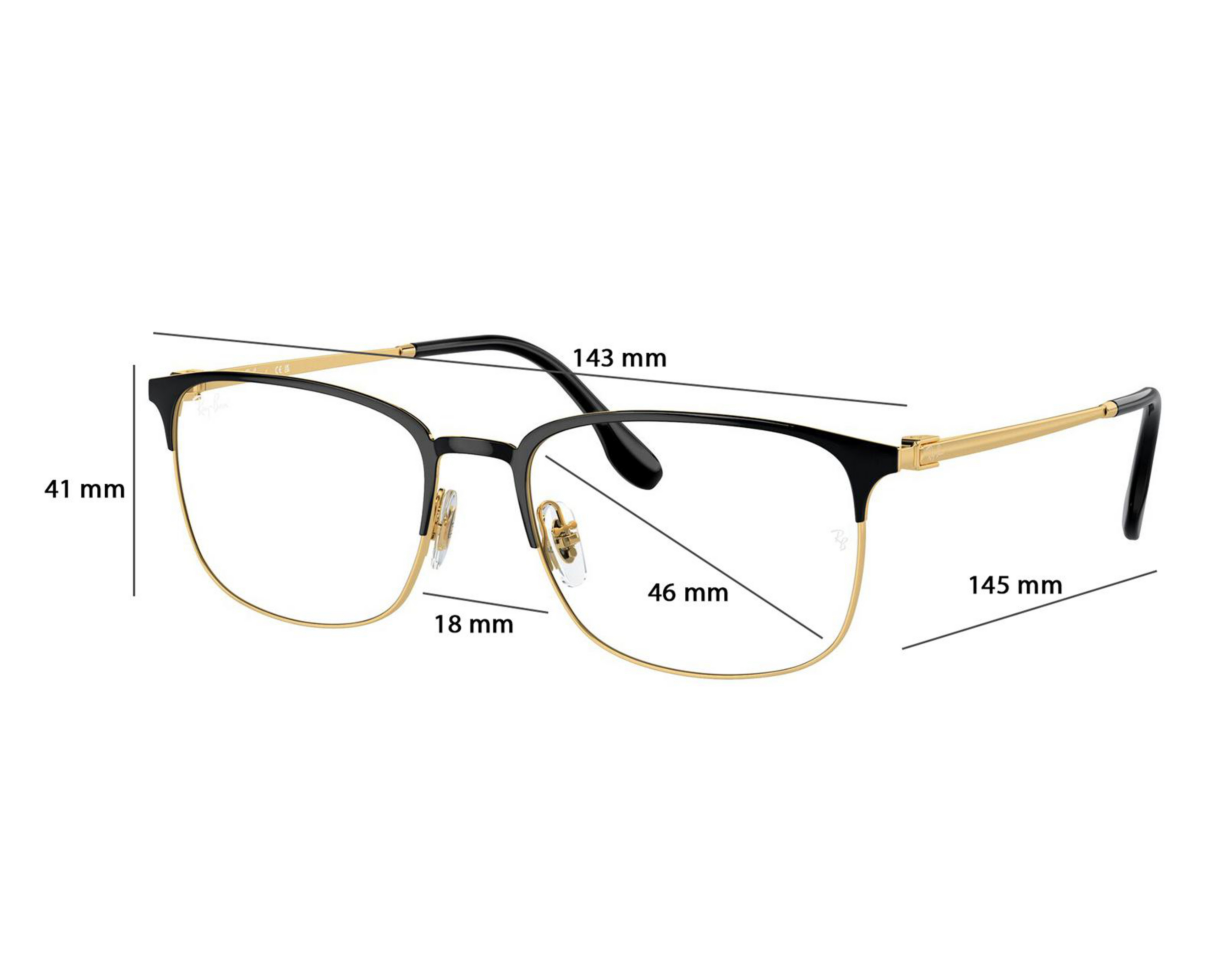 Foto 7 pulgar | Armazón Oftálmico Unisex Ray-Ban Rectangular Dorado