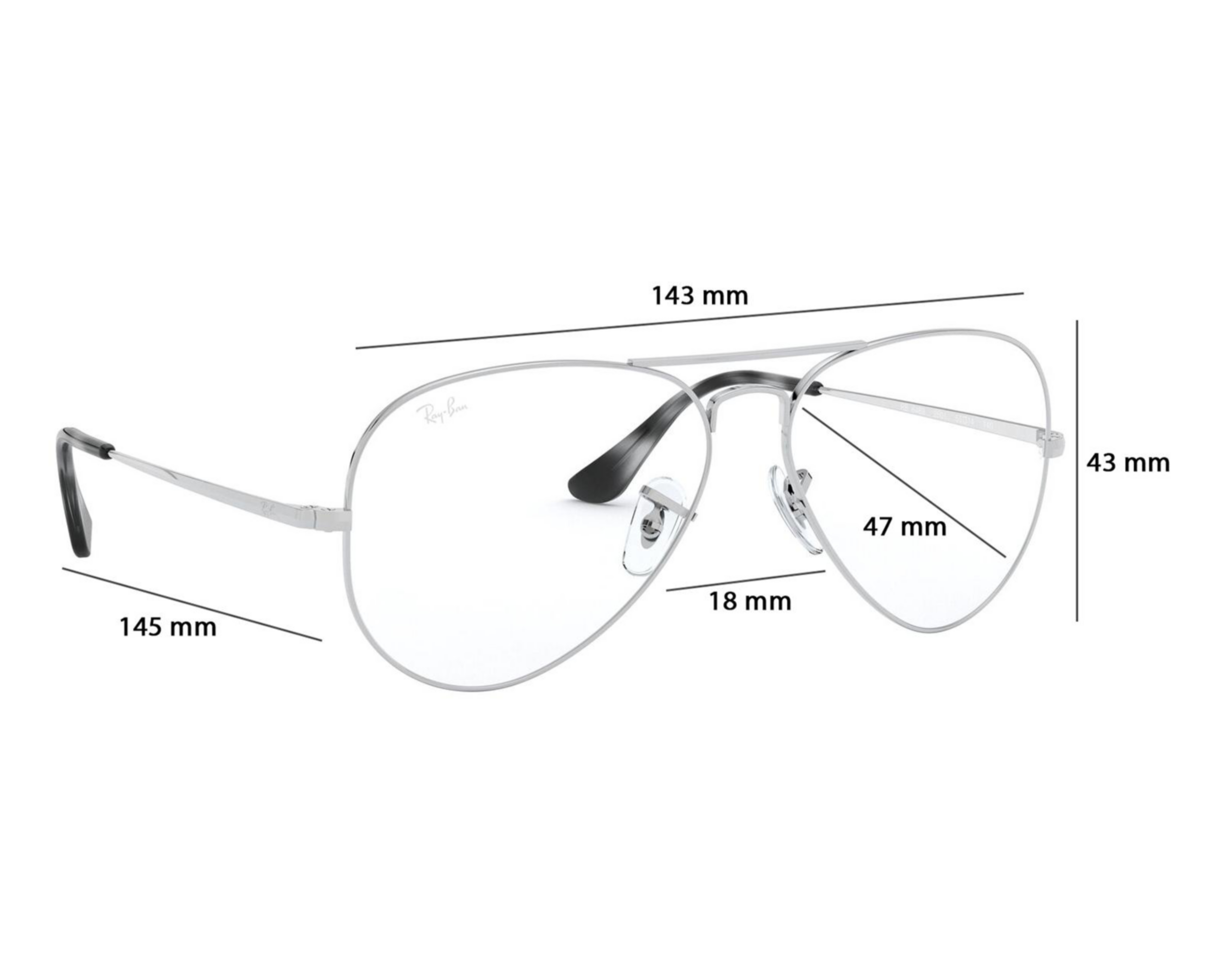 Foto 7 pulgar | Armazón Oftálmico Unisex Ray-Ban Aviador Plateado