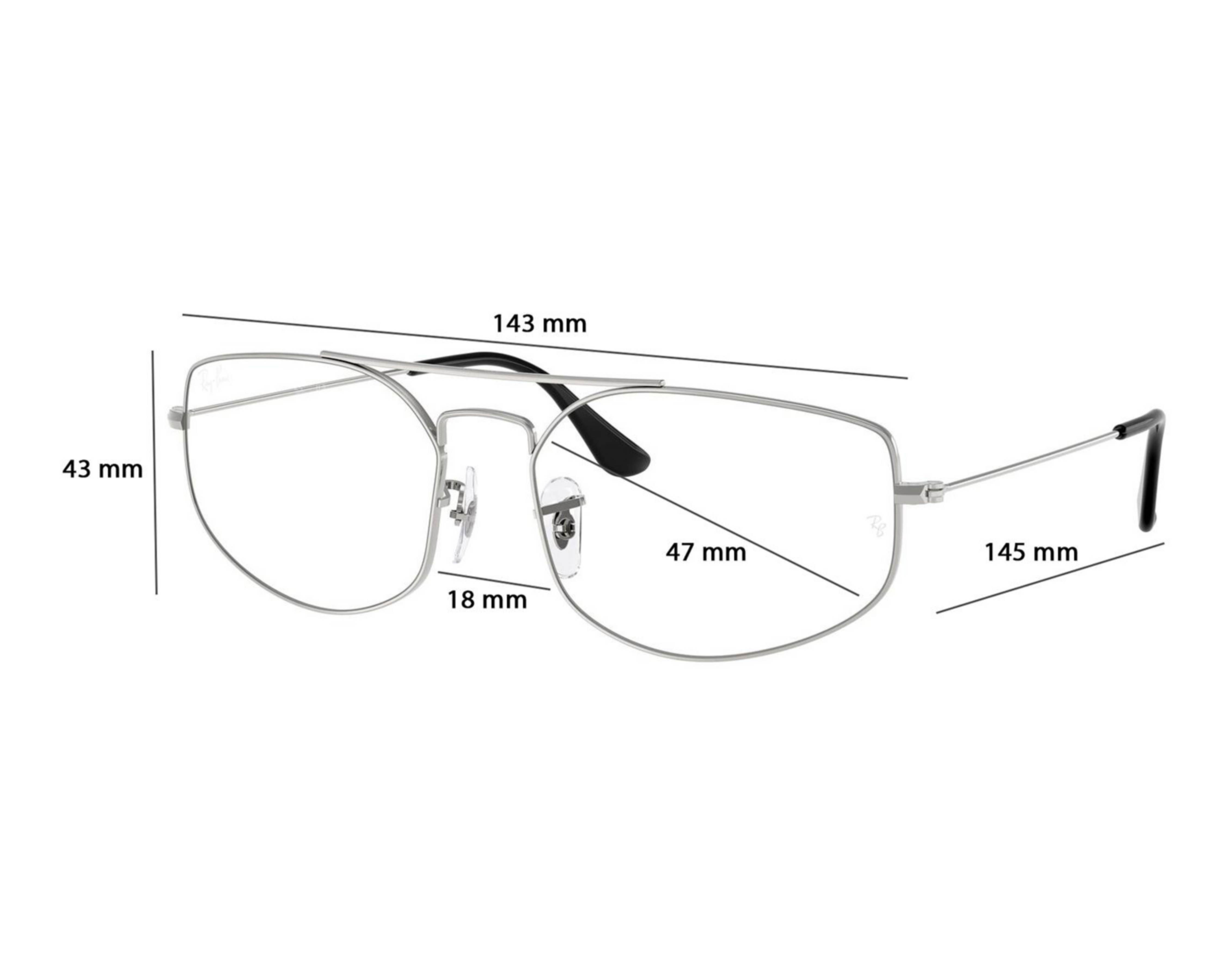 Foto 7 pulgar | Armazón Oftálmico Unisex Ray-Ban Aviador Plateado