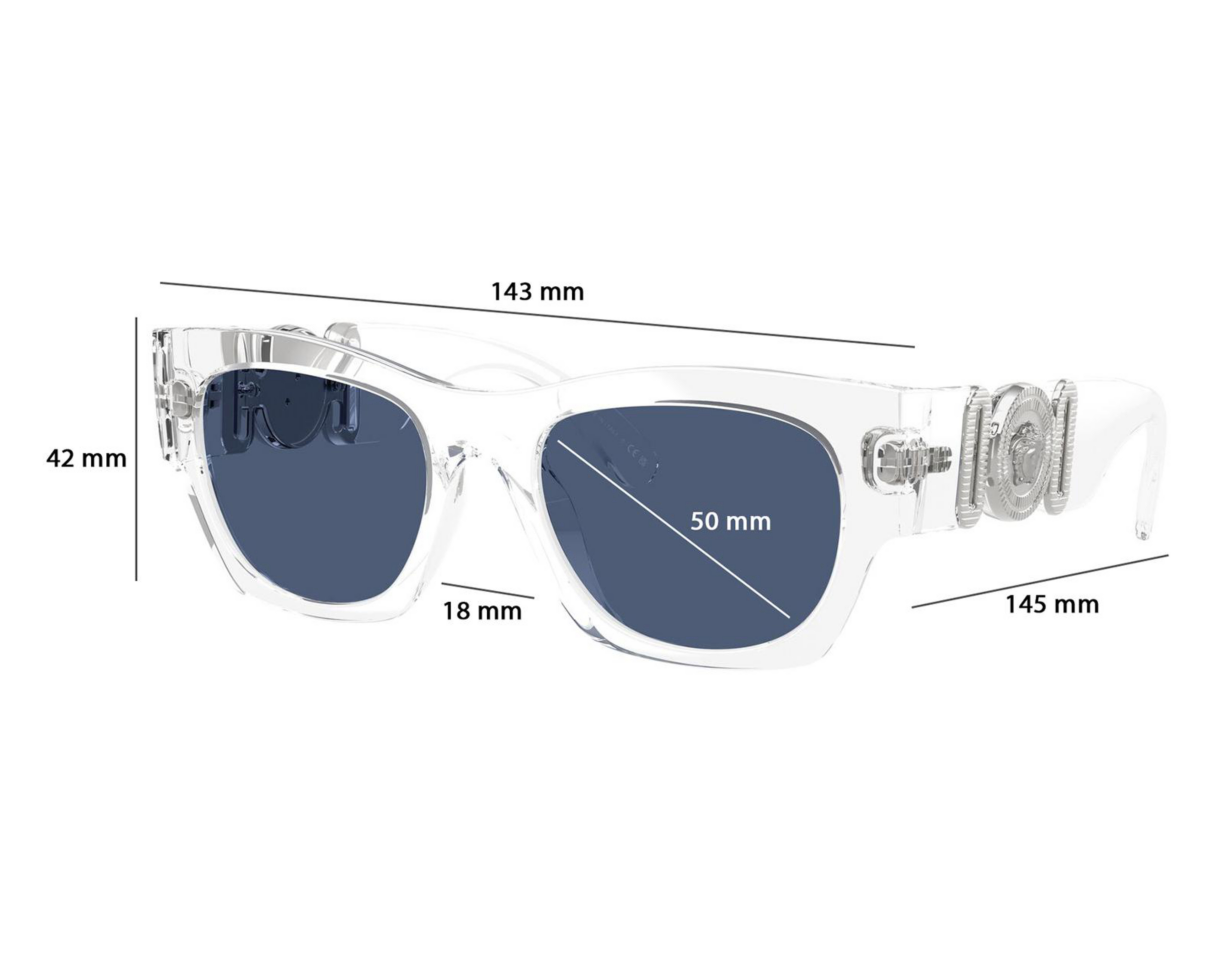 Foto 7 pulgar | Lentes de Sol para Mujer Versace Rectangulares Transparentes