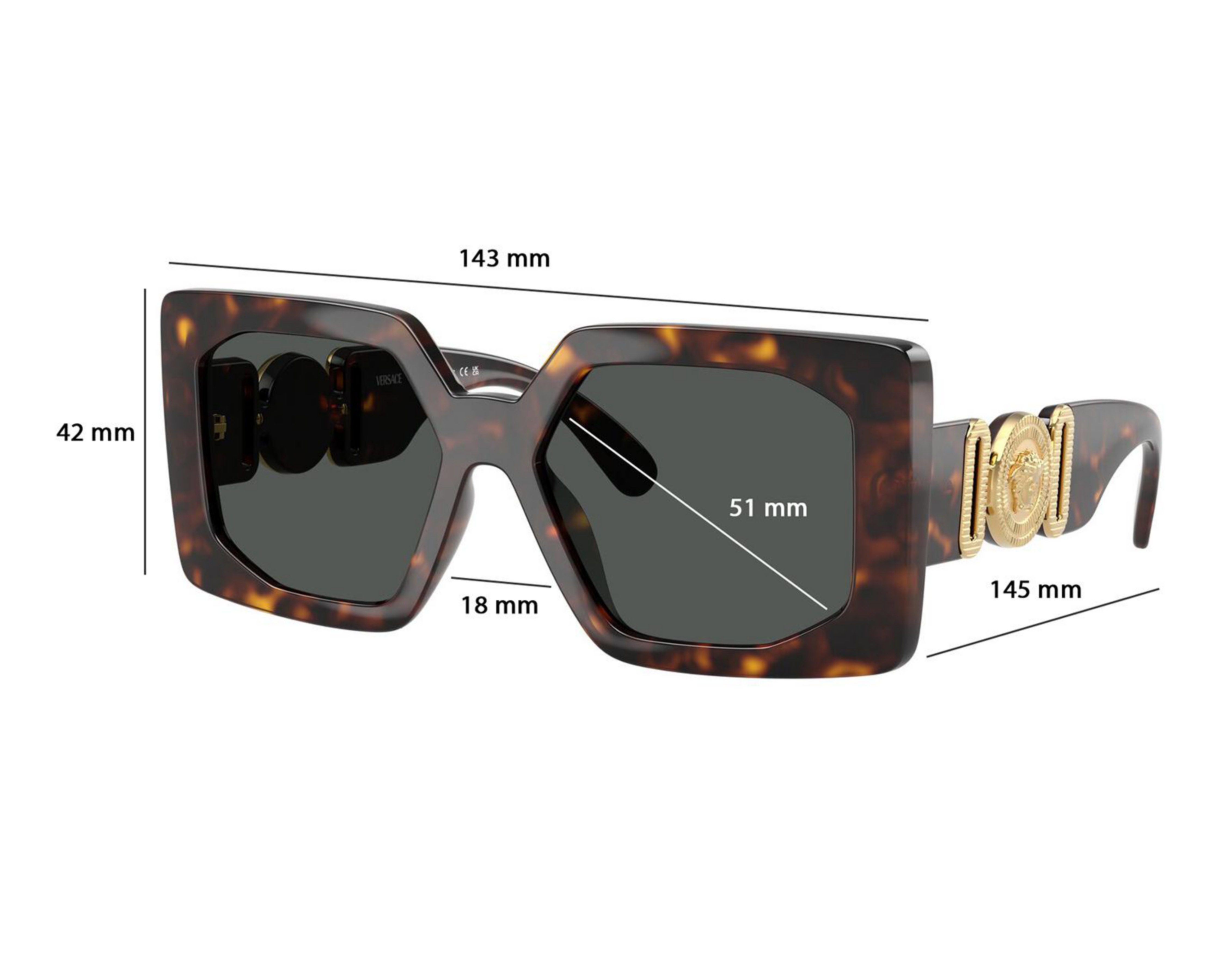 Foto 7 pulgar | Lentes de Sol para Mujer Versace Cuadrados Carey