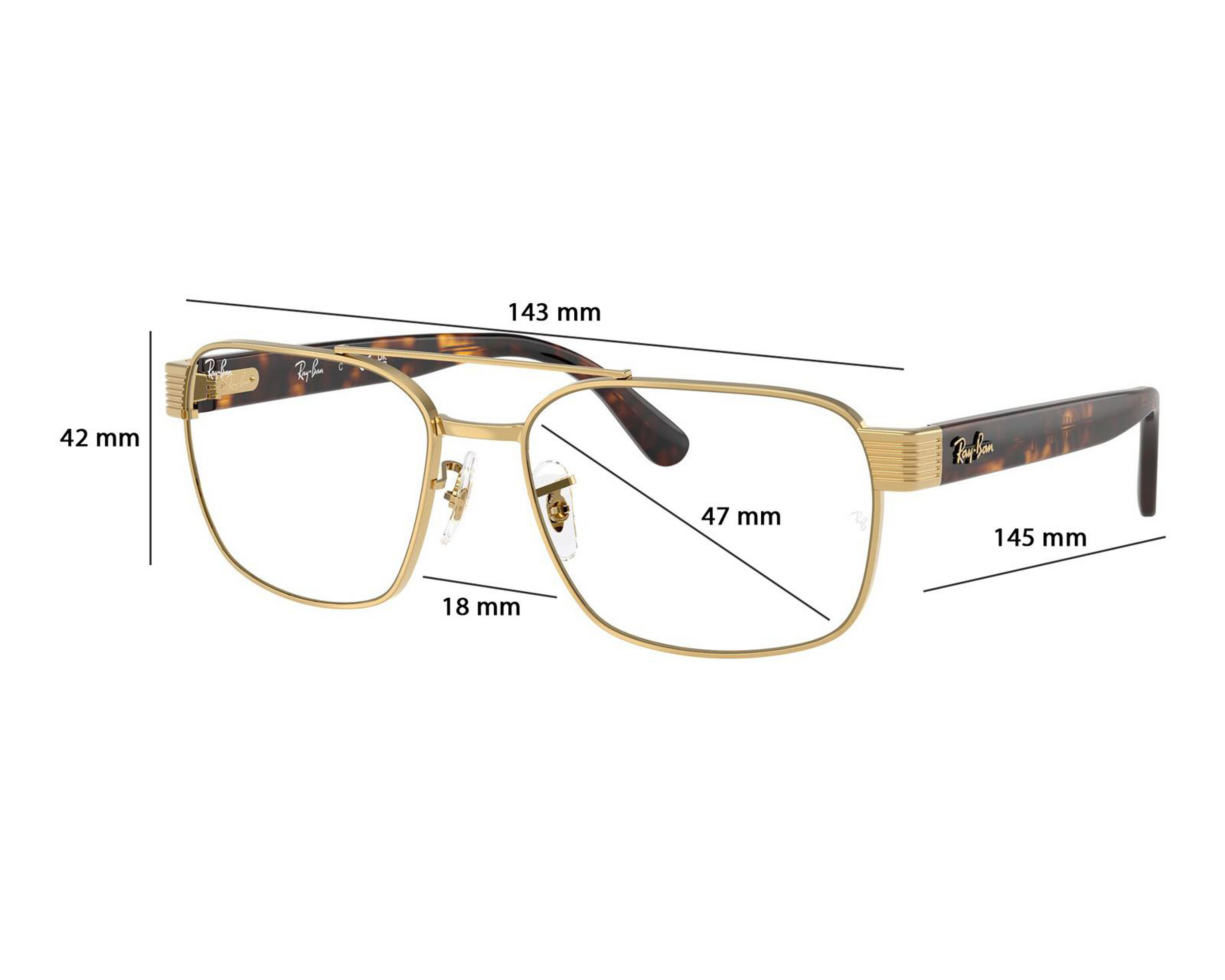 Foto 7 pulgar | Armazón Oftálmico para Hombre Ray-Ban Cuadrado Dorado