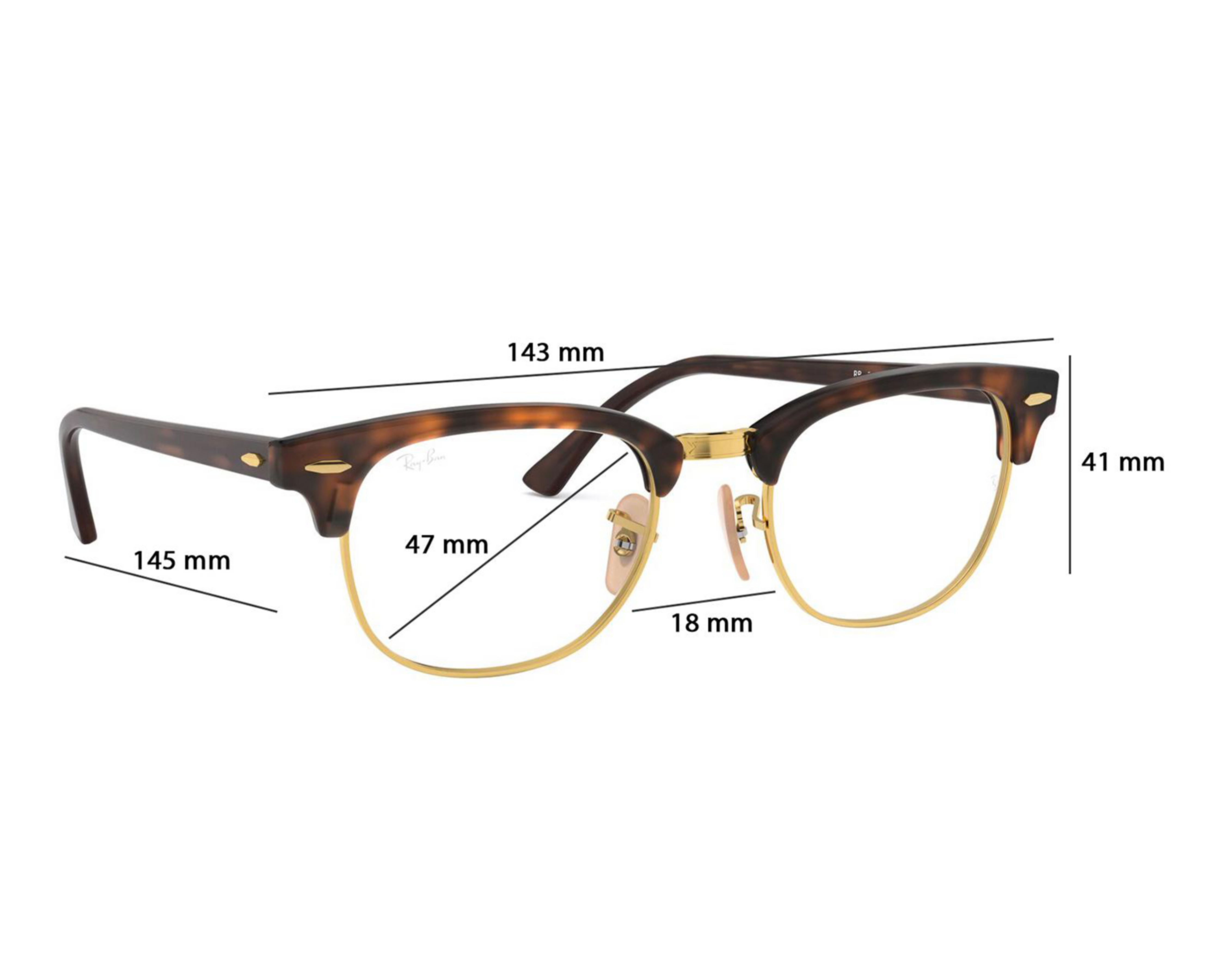 Foto 6 | Armazón Oftálmico Unisex Ray-Ban Clubmaster Dorado