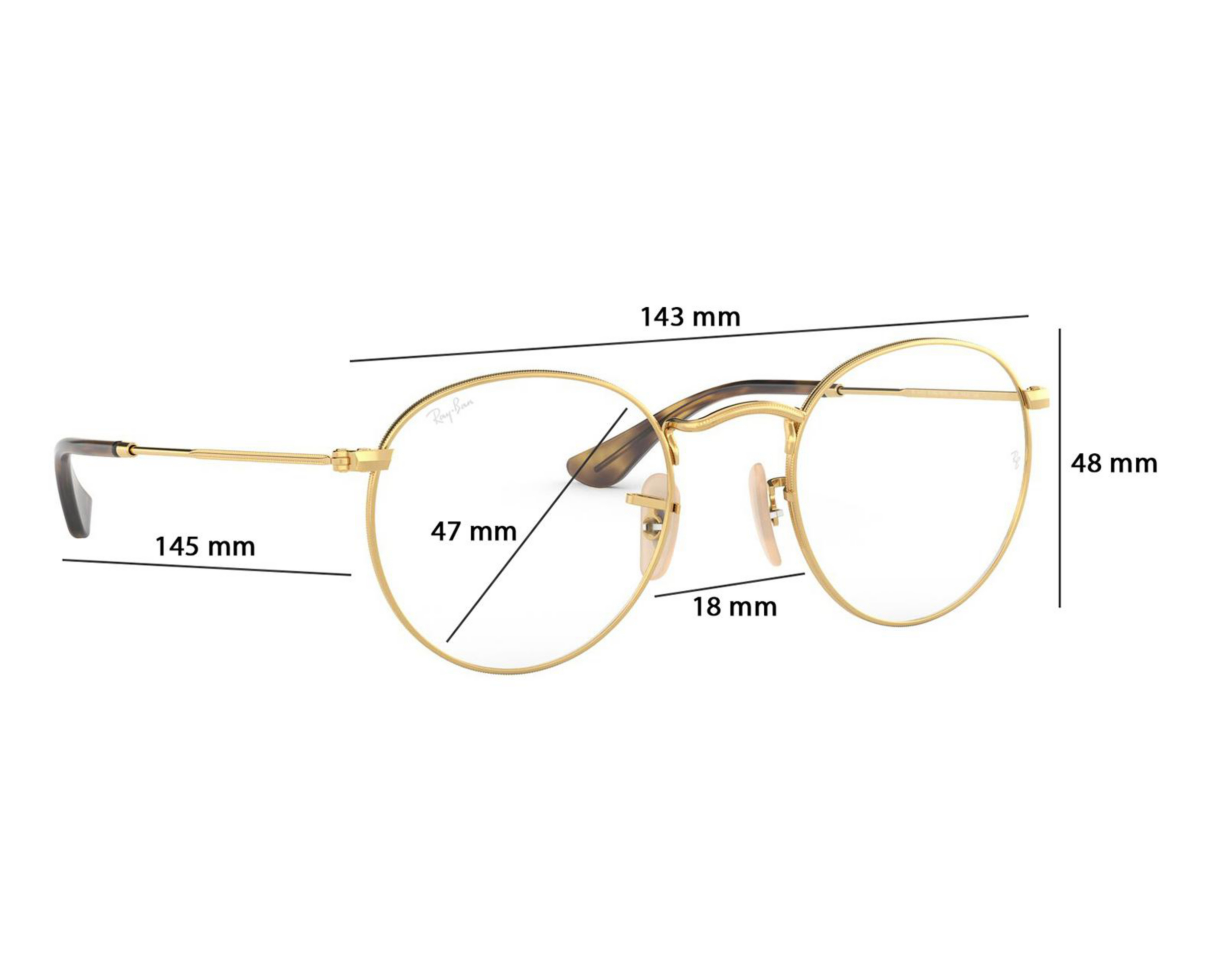 Foto 7 pulgar | Armazón Oftálmico Unisex Ray-Ban Redondo Dorado