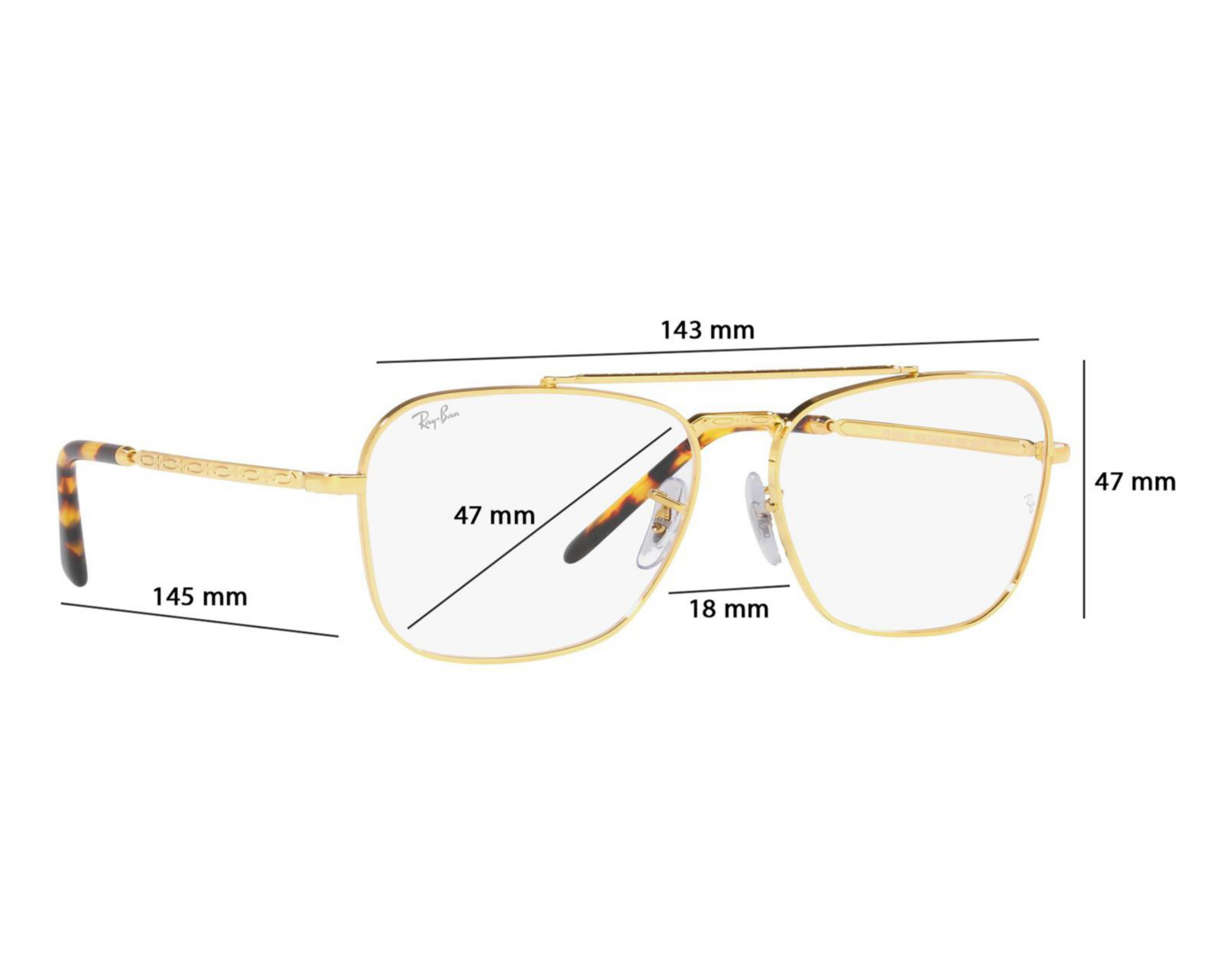 Foto 7 pulgar | Armazón Oftálmico Unisex Ray-Ban Aviador Dorado