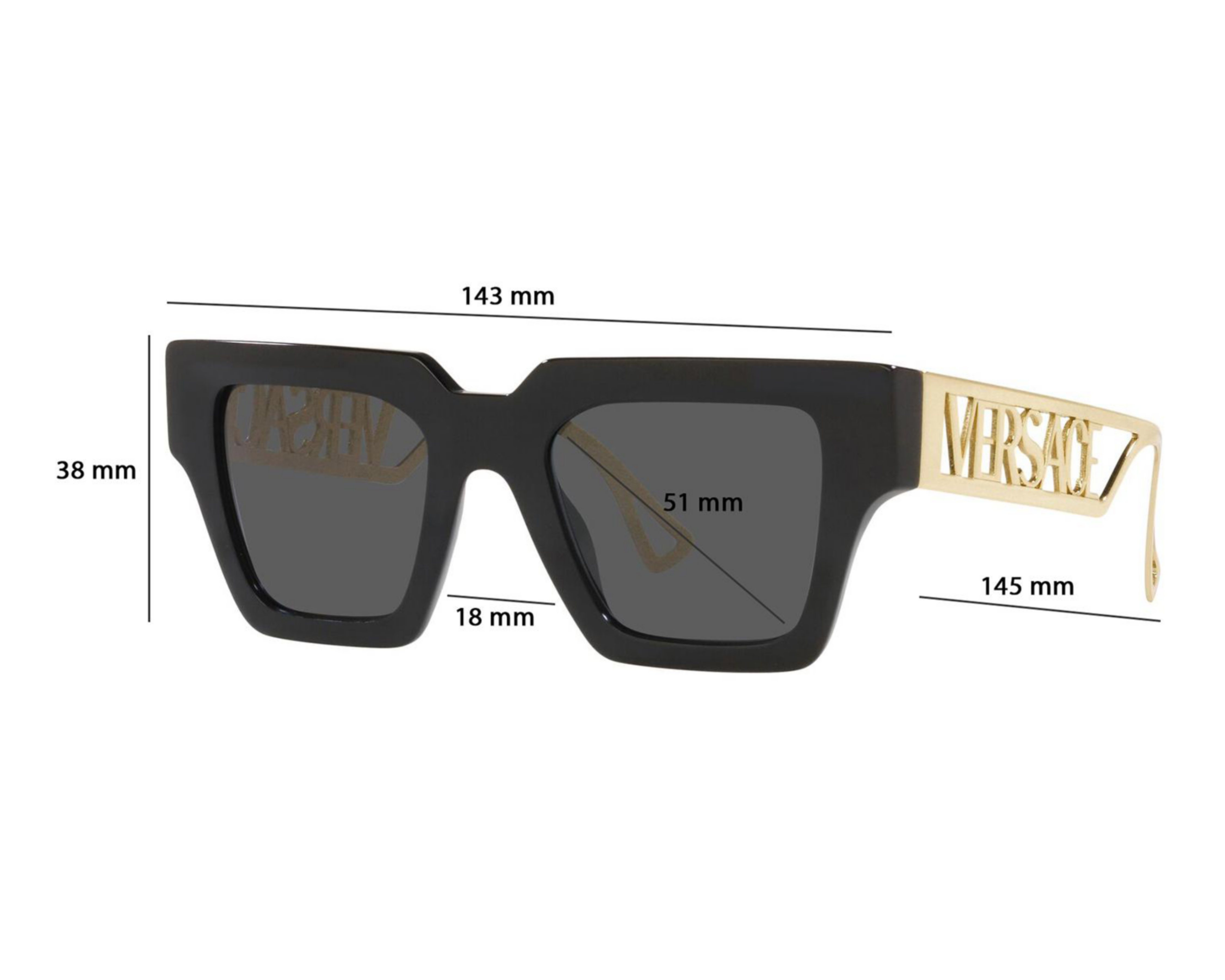 Foto 7 pulgar | Lentes de Sol para Mujer Versace Cuadrados Negros