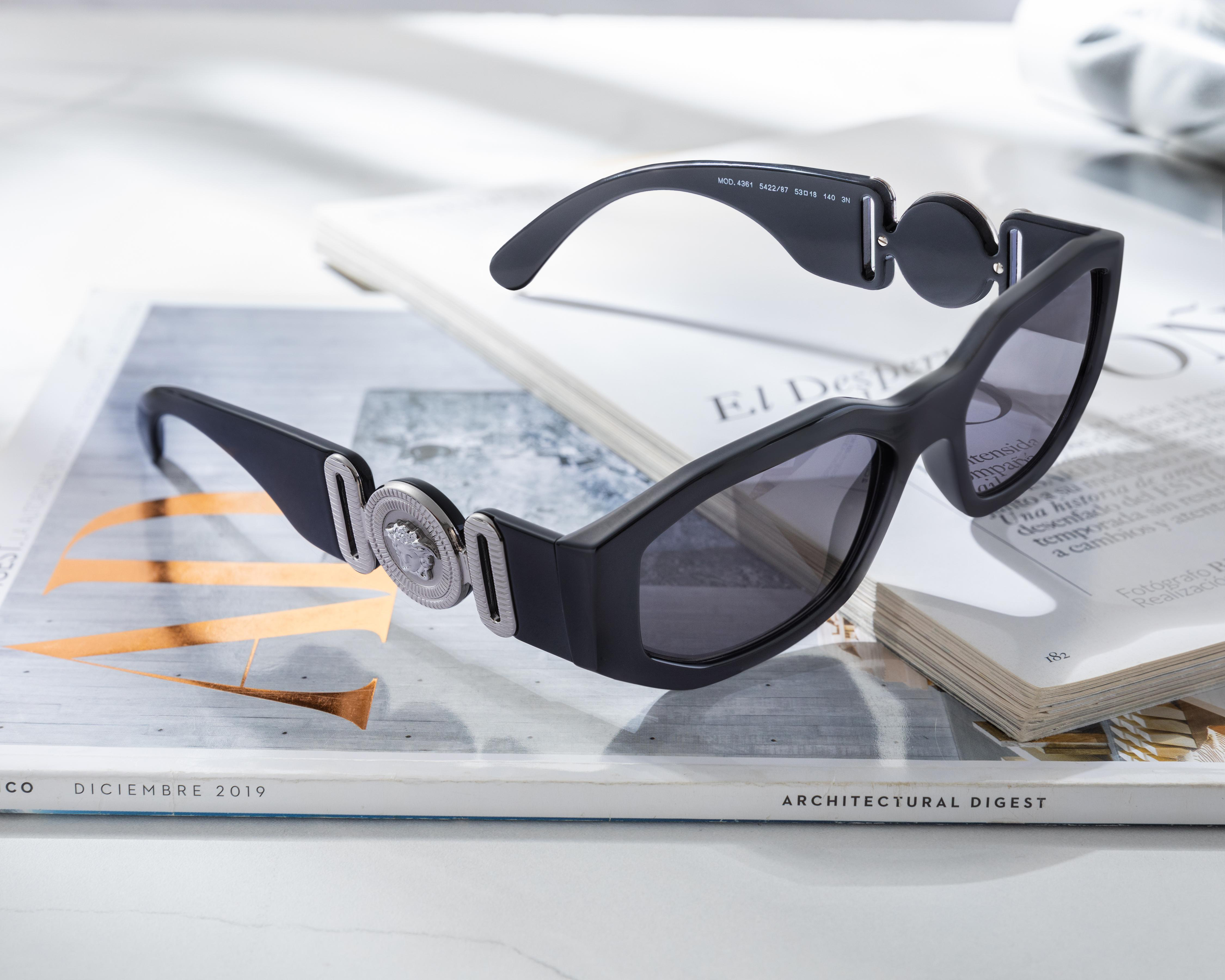 Foto 7 pulgar | Lentes de Sol Unisex Versace Rectangulares Negros
