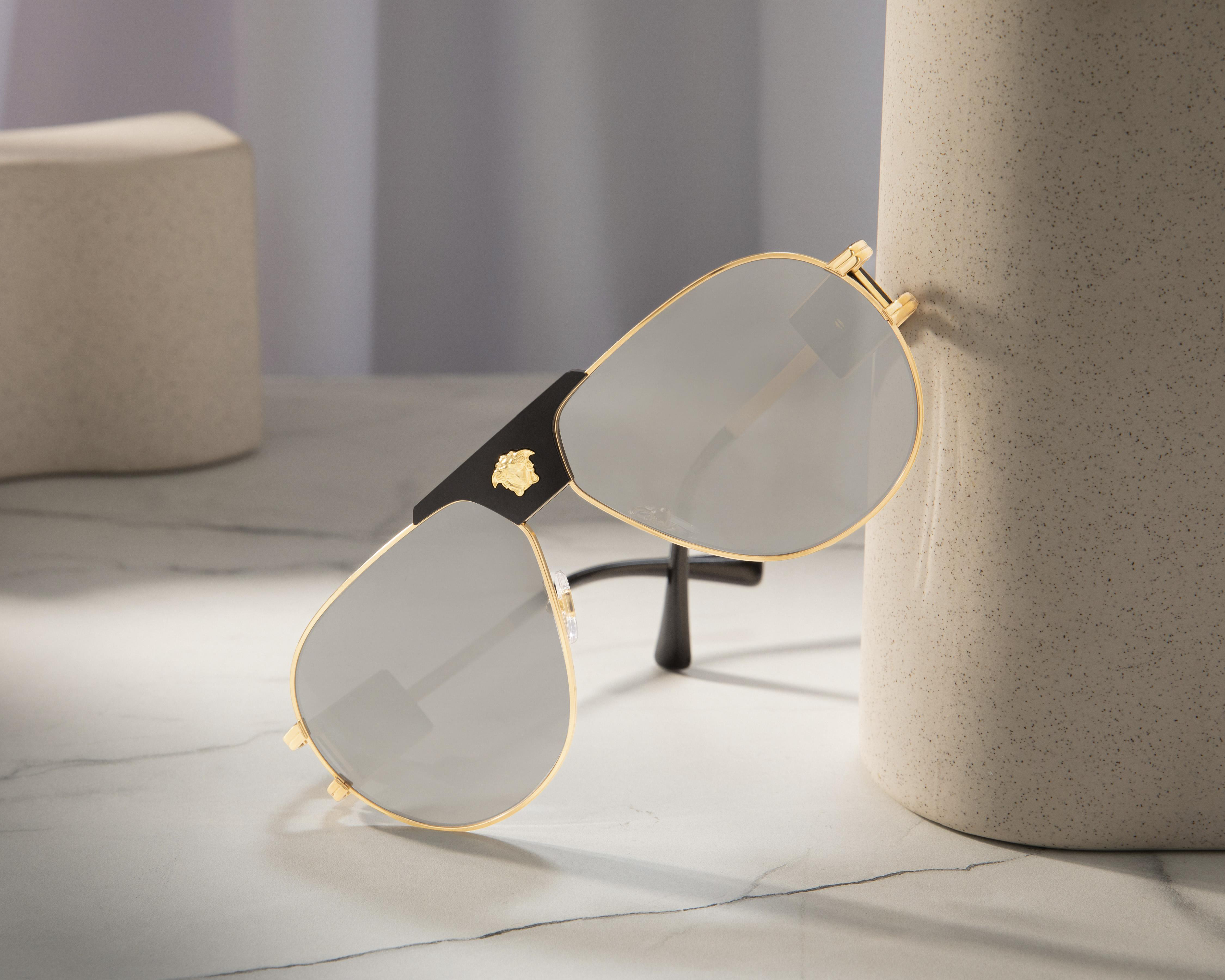 Foto 7 pulgar | Lentes de Sol Unisex Versace Aviador Dorados