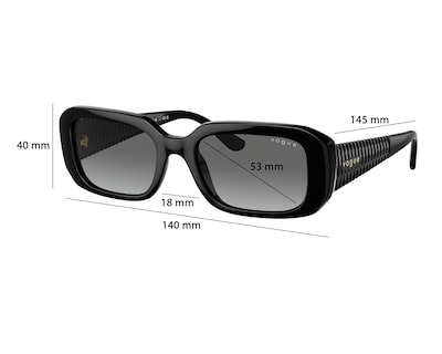 Foto 6 | Lentes de Sol para Mujer Vogue Rectangulares Negros