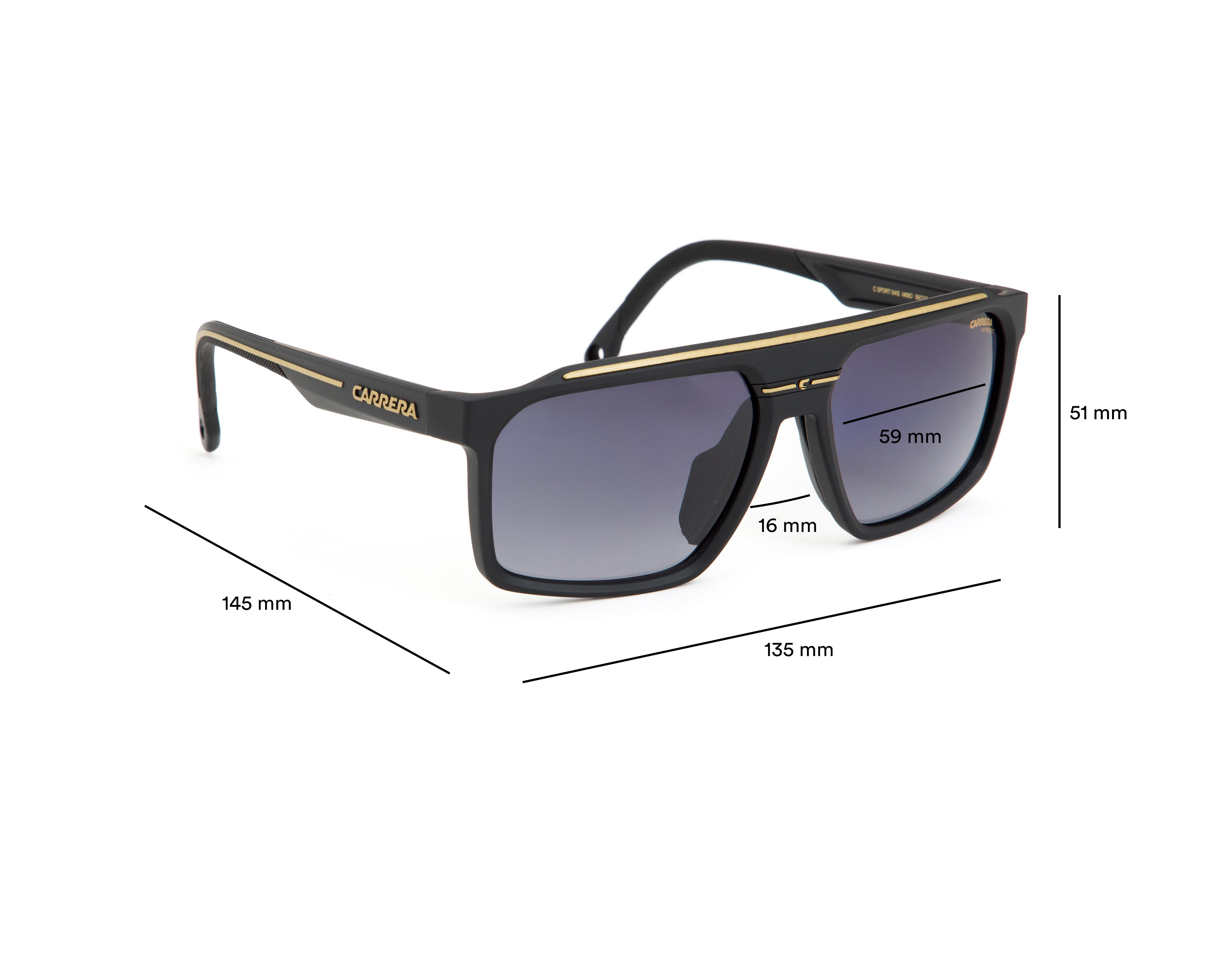 Foto 8 pulgar | Lentes de Sol para Hombre Carrera Cuadrados Sport Negros