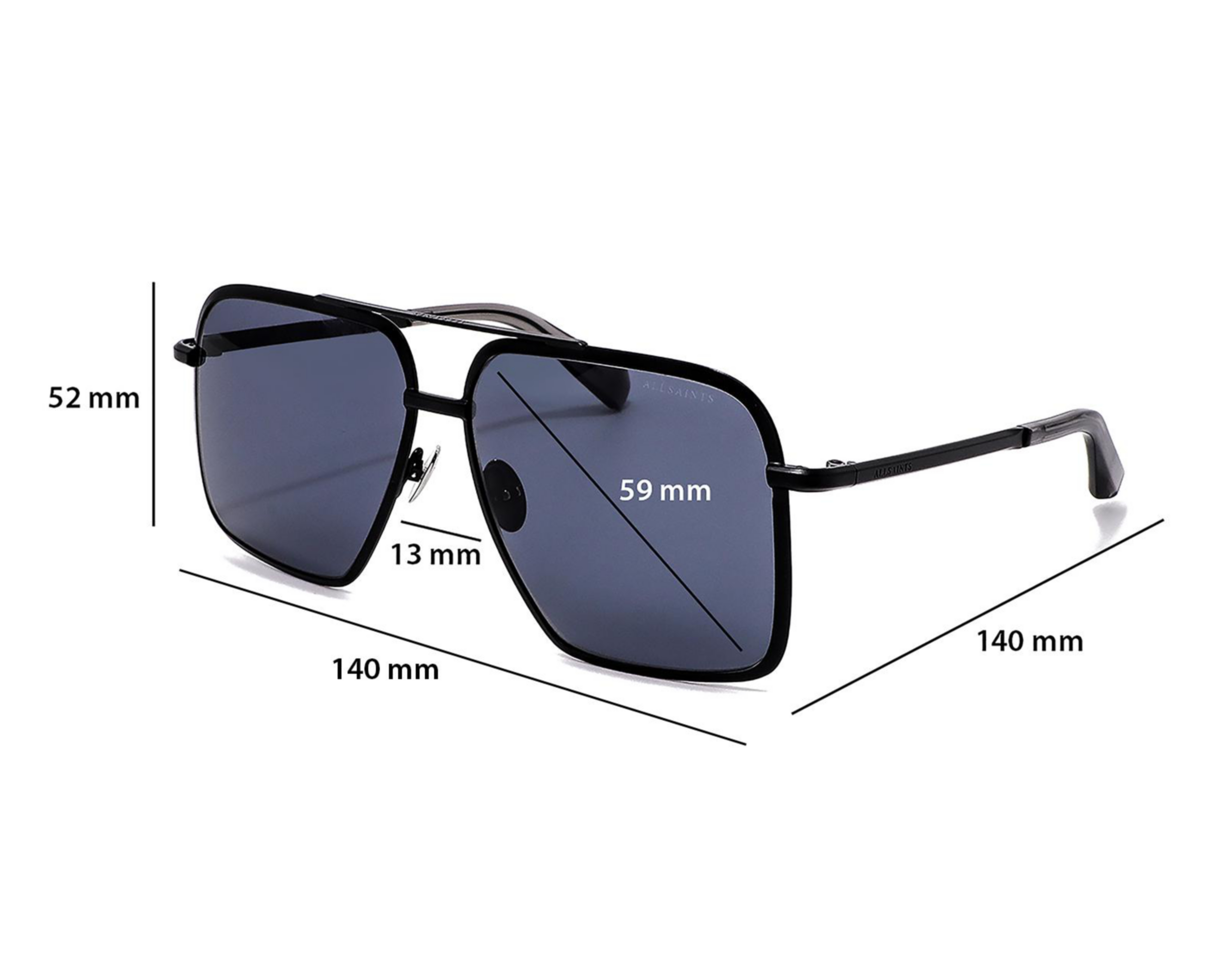 Foto 7 pulgar | Lentes de Sol Unisex All Saint Aviador 07008 Negros