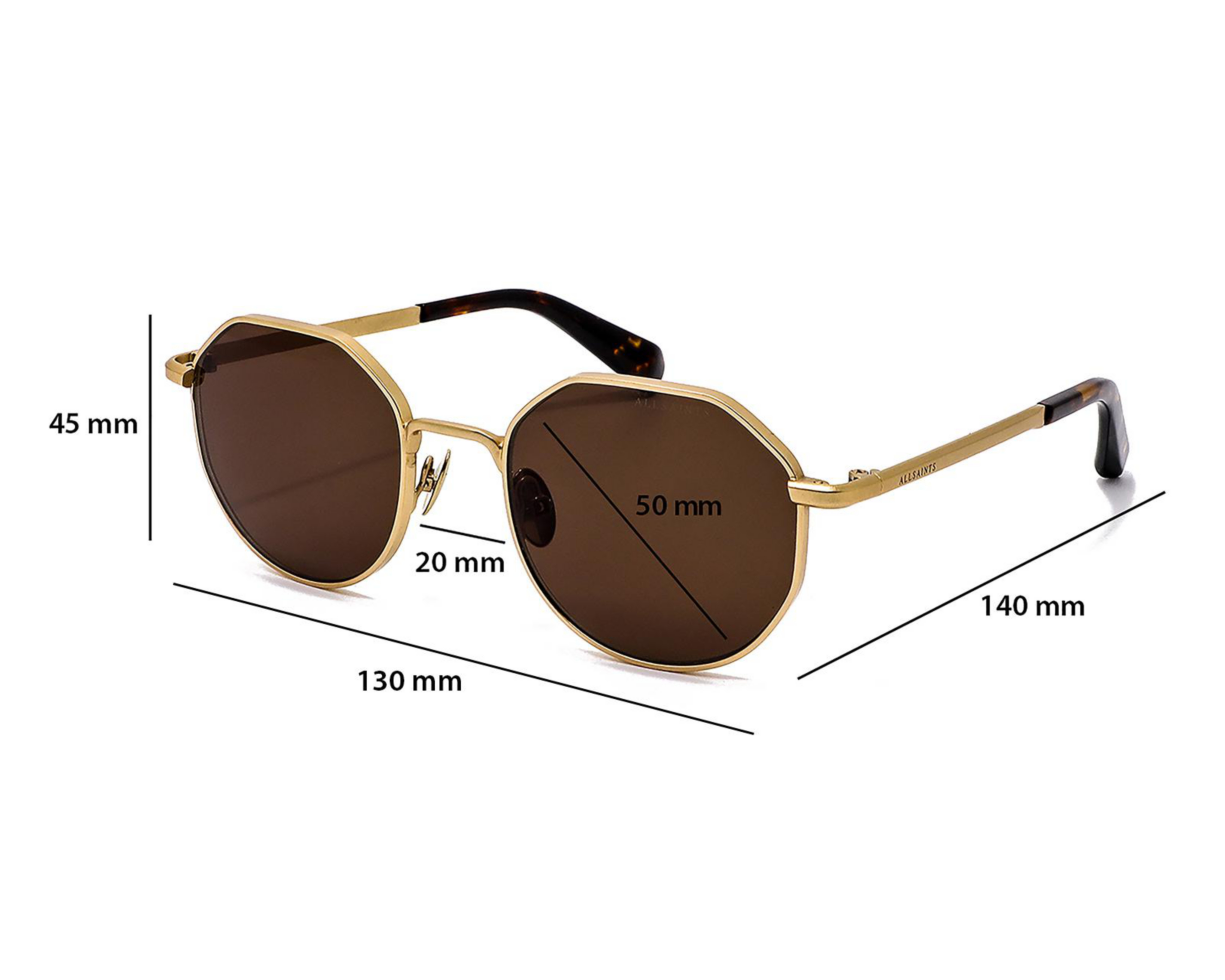 Foto 6 | Lente de Sol Unisex All Saints Redondos 07009 Oro