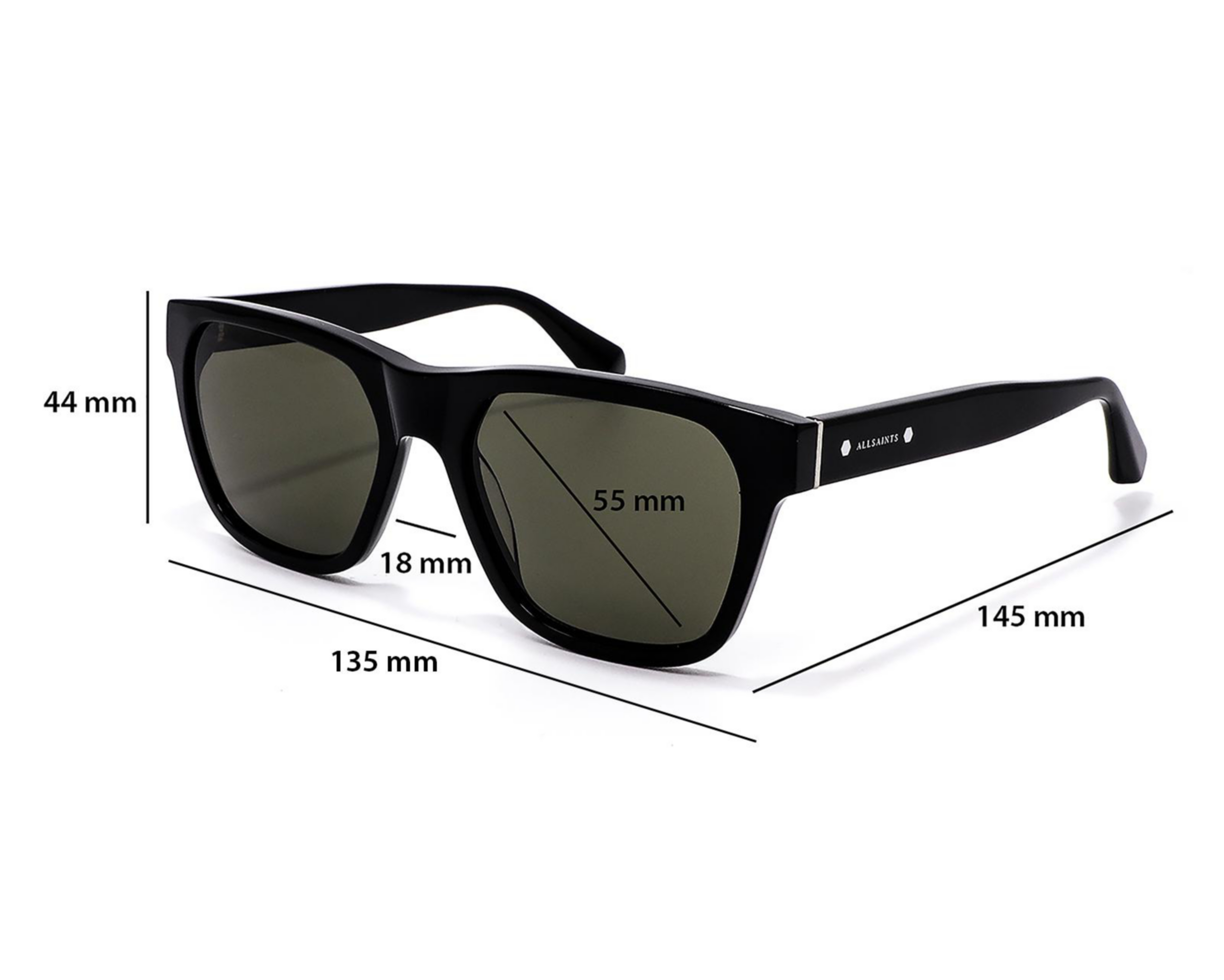 Foto 7 pulgar | Lentes de Sol para Hombre All Saints Cuadrados 05021 Negros