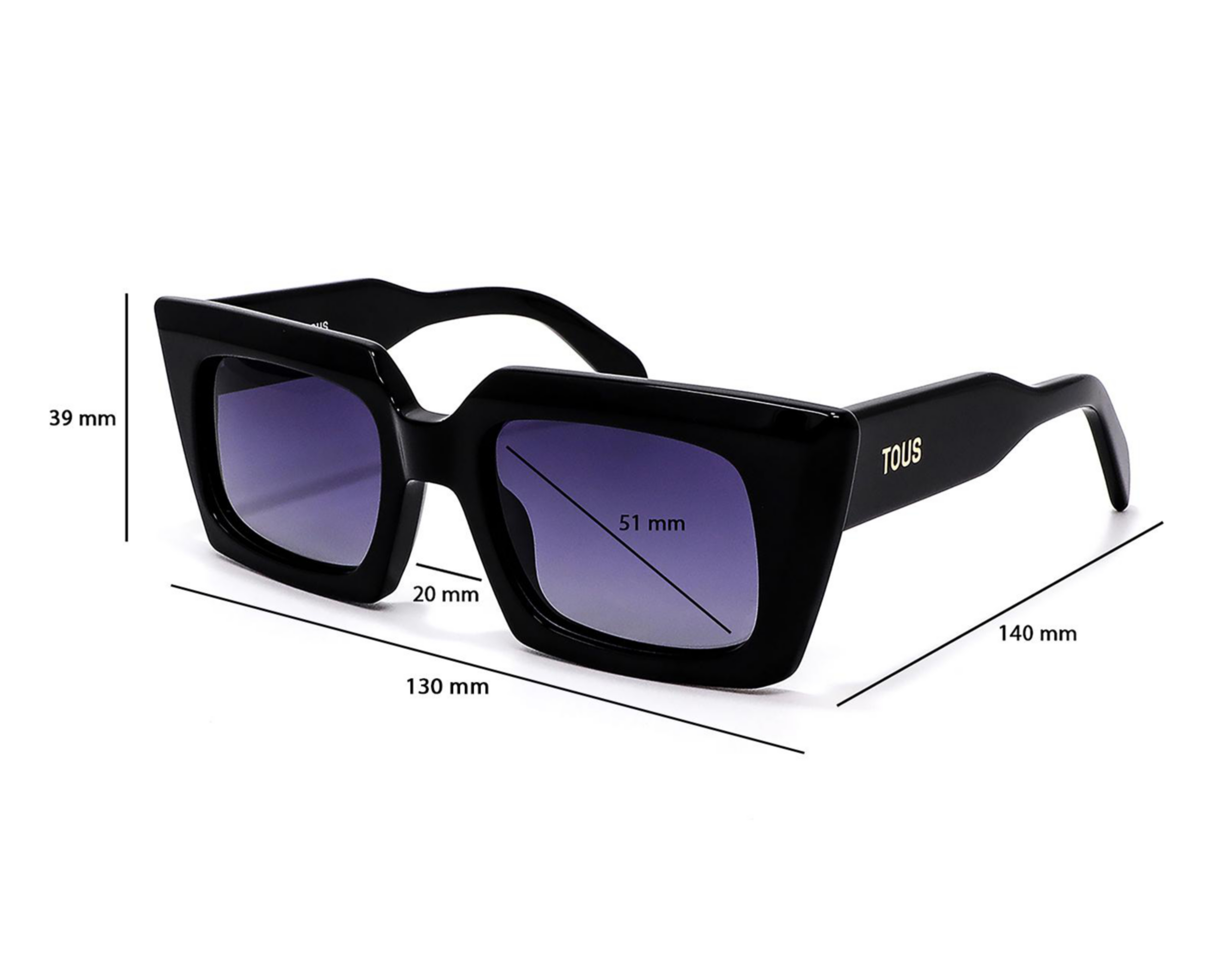Foto 6 pulgar | Lentes de Sol para Mujer Tous Cuadrados 00C96 Negro