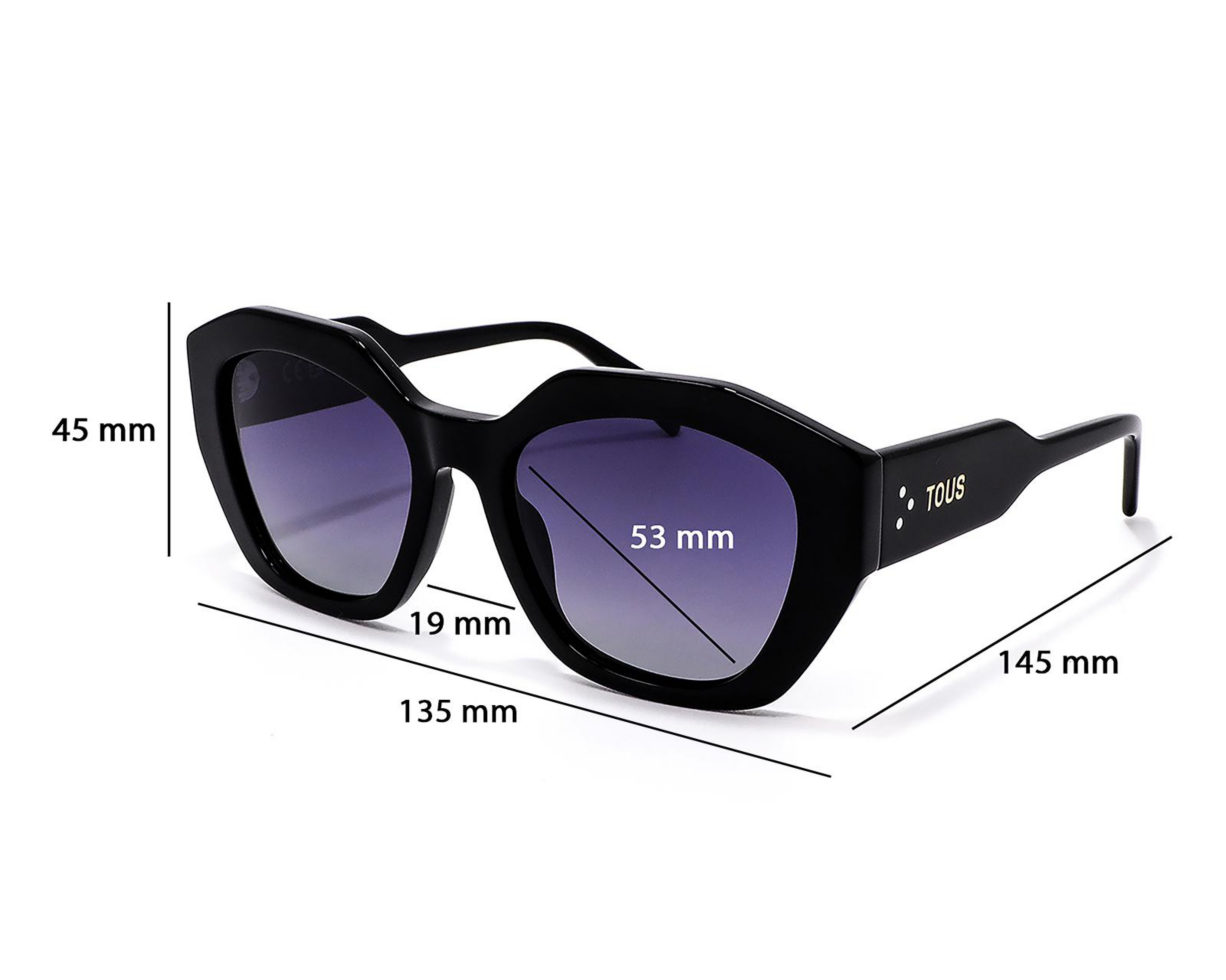 Foto 6 pulgar | Lentes de Sol para Mujer TOUS Rectangulares 00C95 Negros