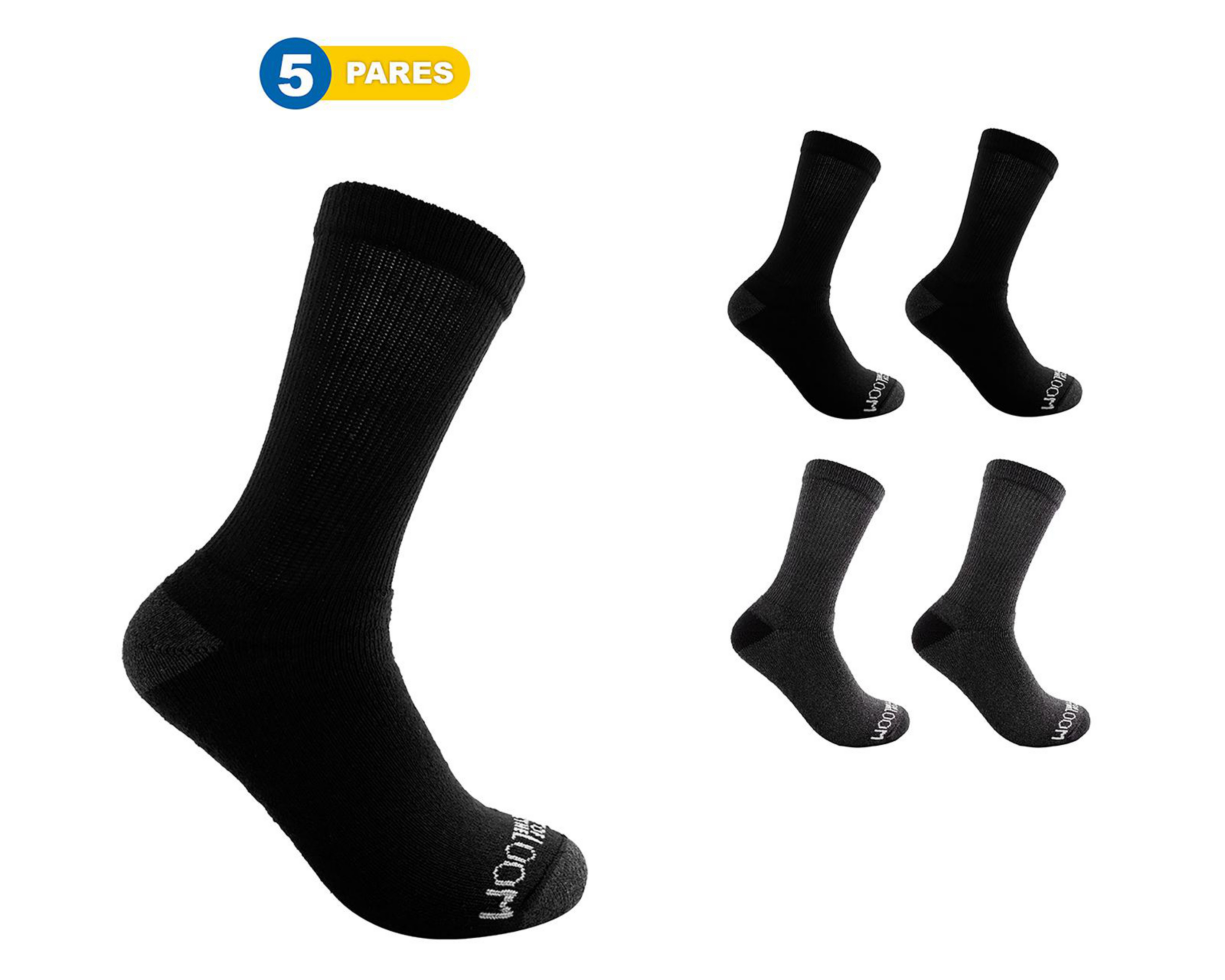 Calcetas Largas Deportivas Fruit of the Loom para Hombre 5 Pares $119