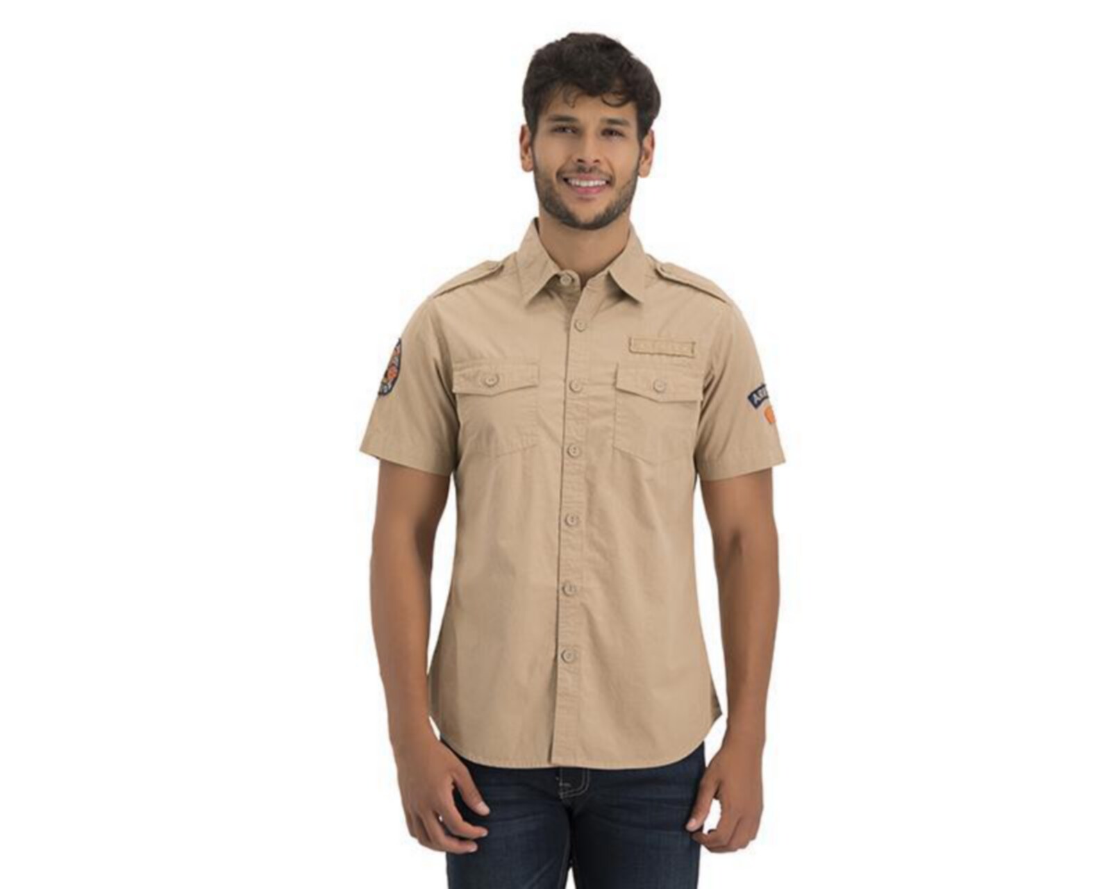 camisa color beige hombre