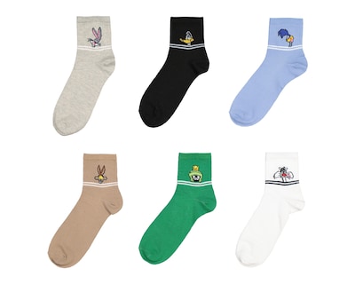 Foto 1 | Calcetas Tobilleras Looney Tunes para Hombre 6 Pares
