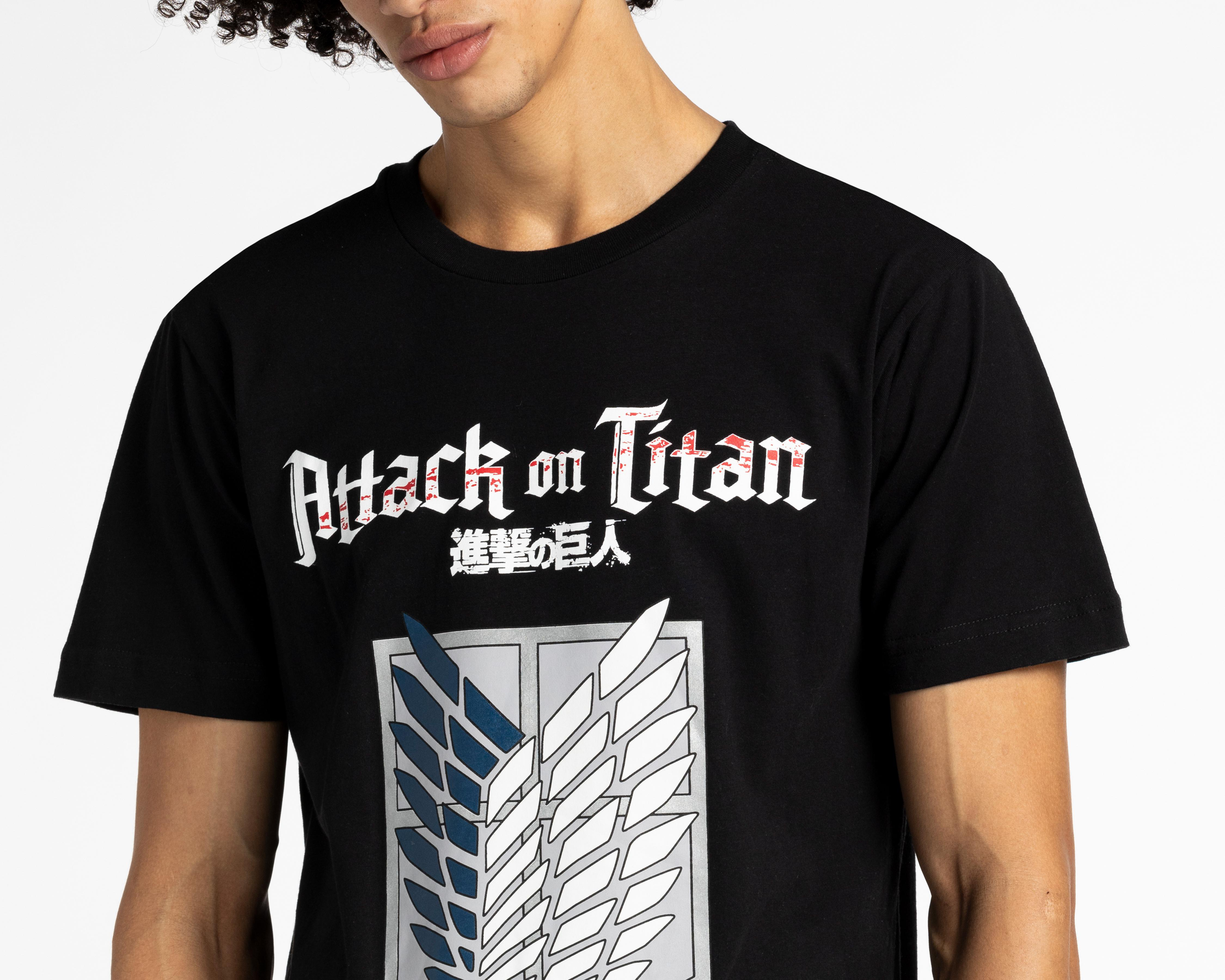 Foto 4 pulgar | Playera Attack on Titan Cuello Redondo