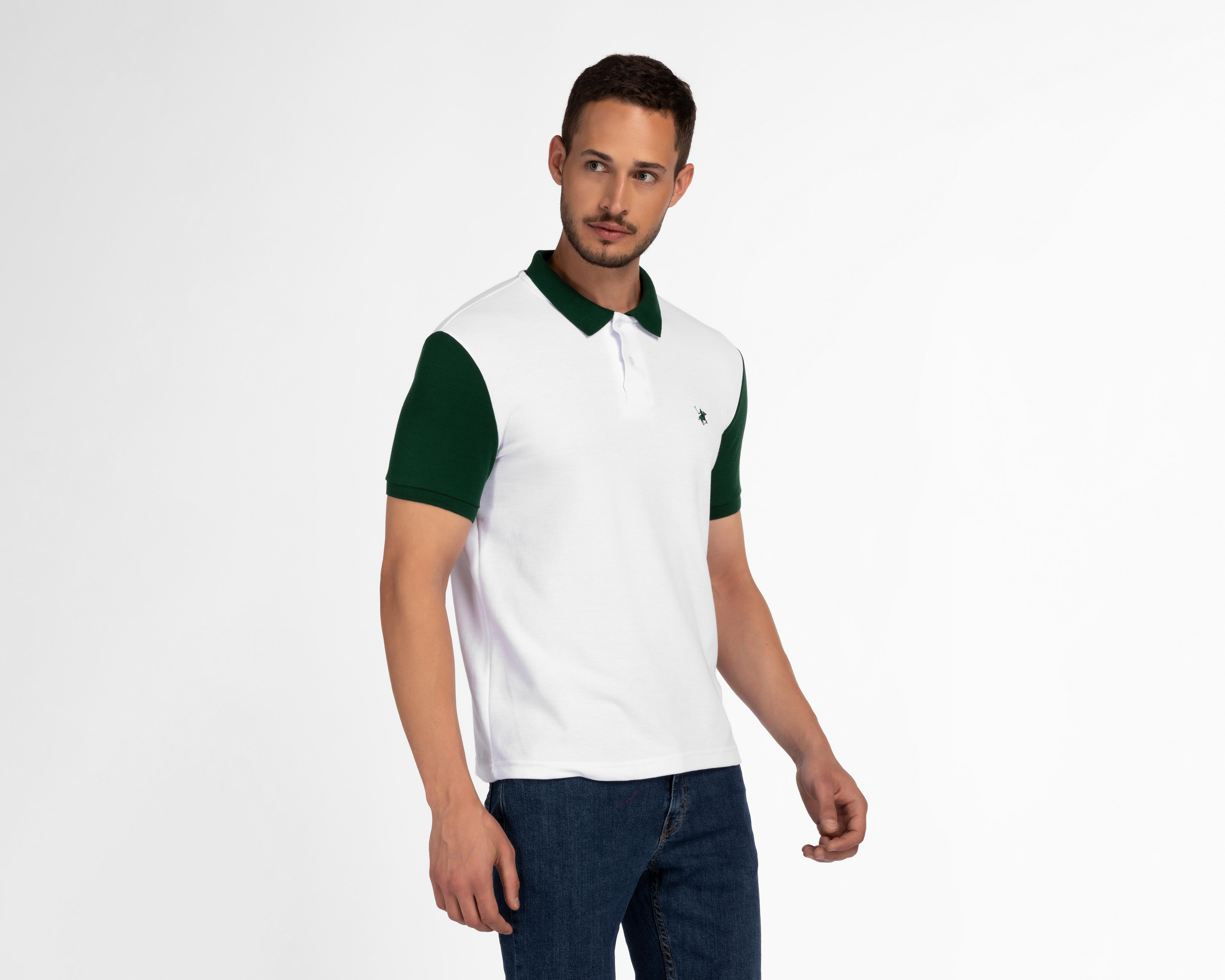 Foto 1 | Playera Polo York Team Polo Club Blanca con Mangas Negras para Hombre