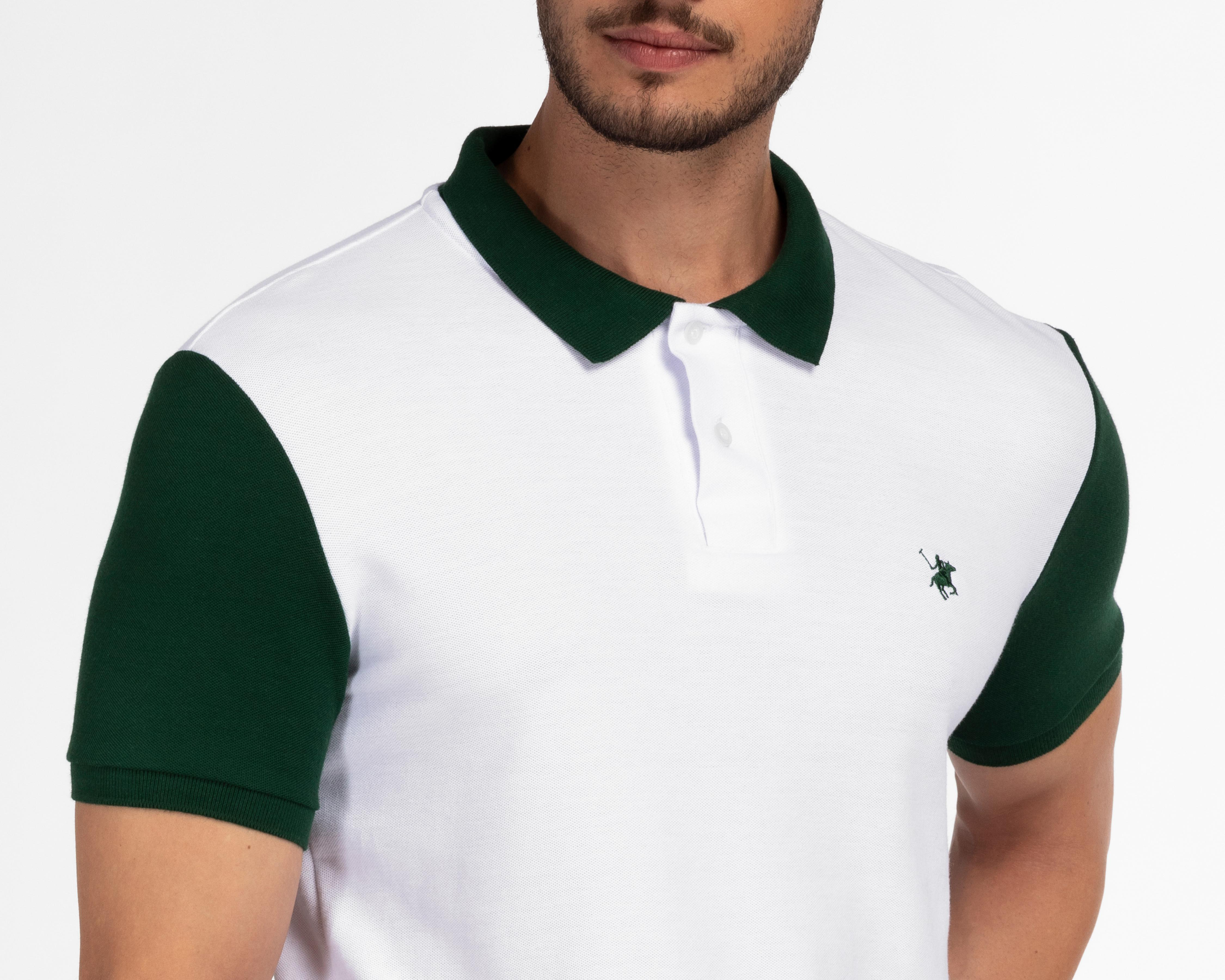 Foto 3 | Playera Polo York Team Polo Club Blanca con Mangas Negras para Hombre