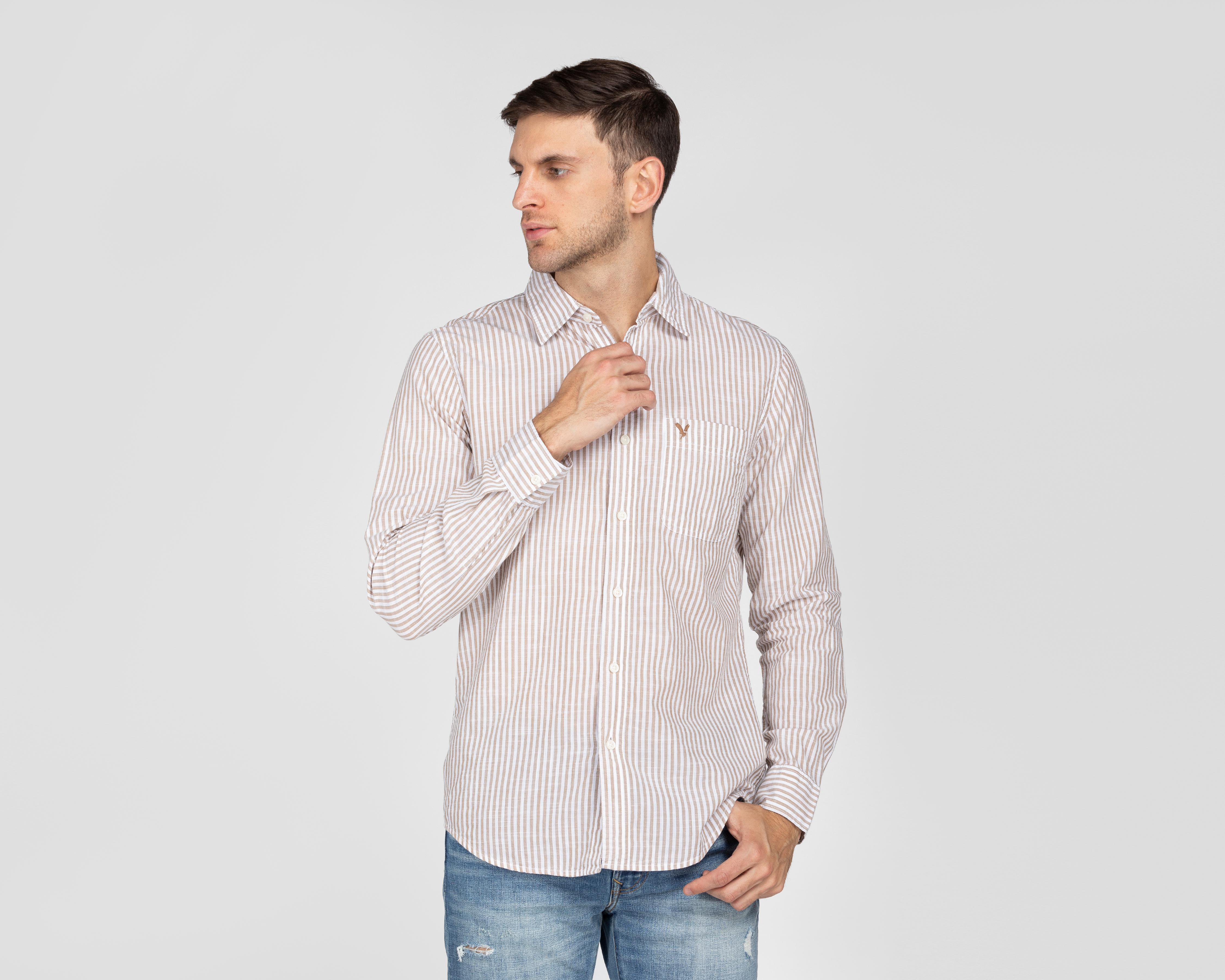 Foto 2 pulgar | Camisa de Moda American Eagle Slim Fit a Rayas para Hombre