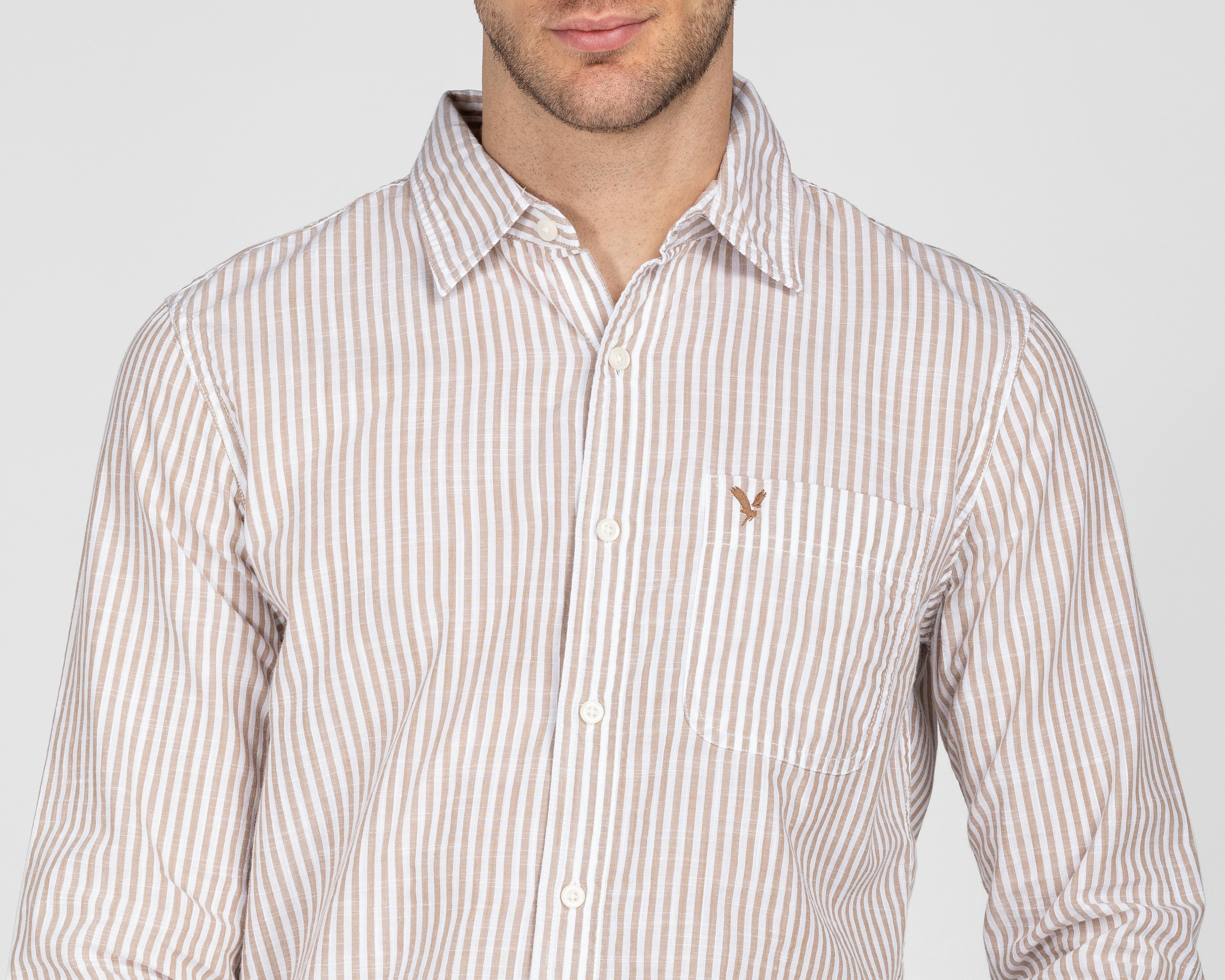 Foto 4 pulgar | Camisa de Moda American Eagle Slim Fit a Rayas para Hombre