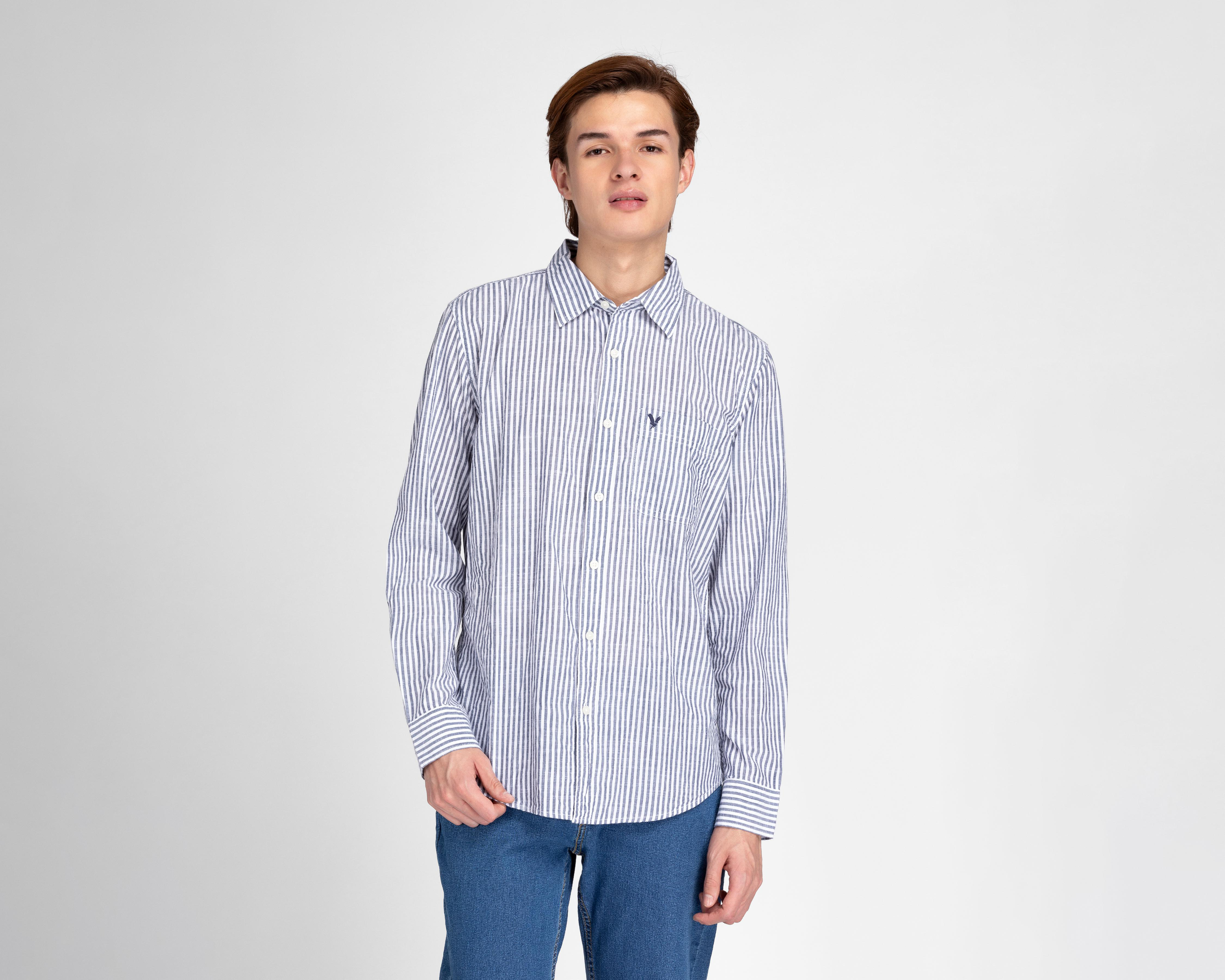 Camisa de Moda American Eagle Slim Fit a Rayas para Hombre $429