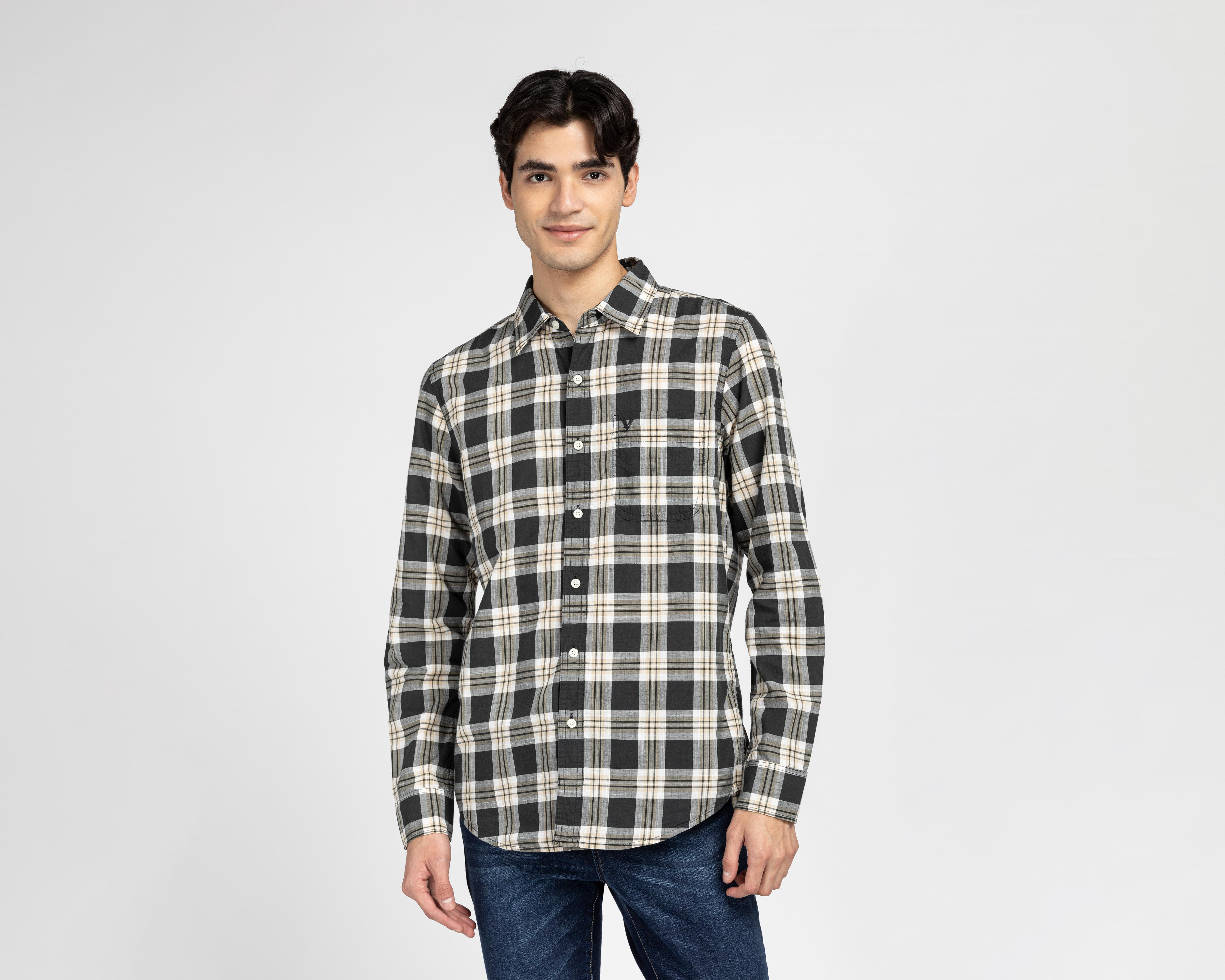 Camisa de Moda American Eagle Slim Fit a Cuadros para Hombre