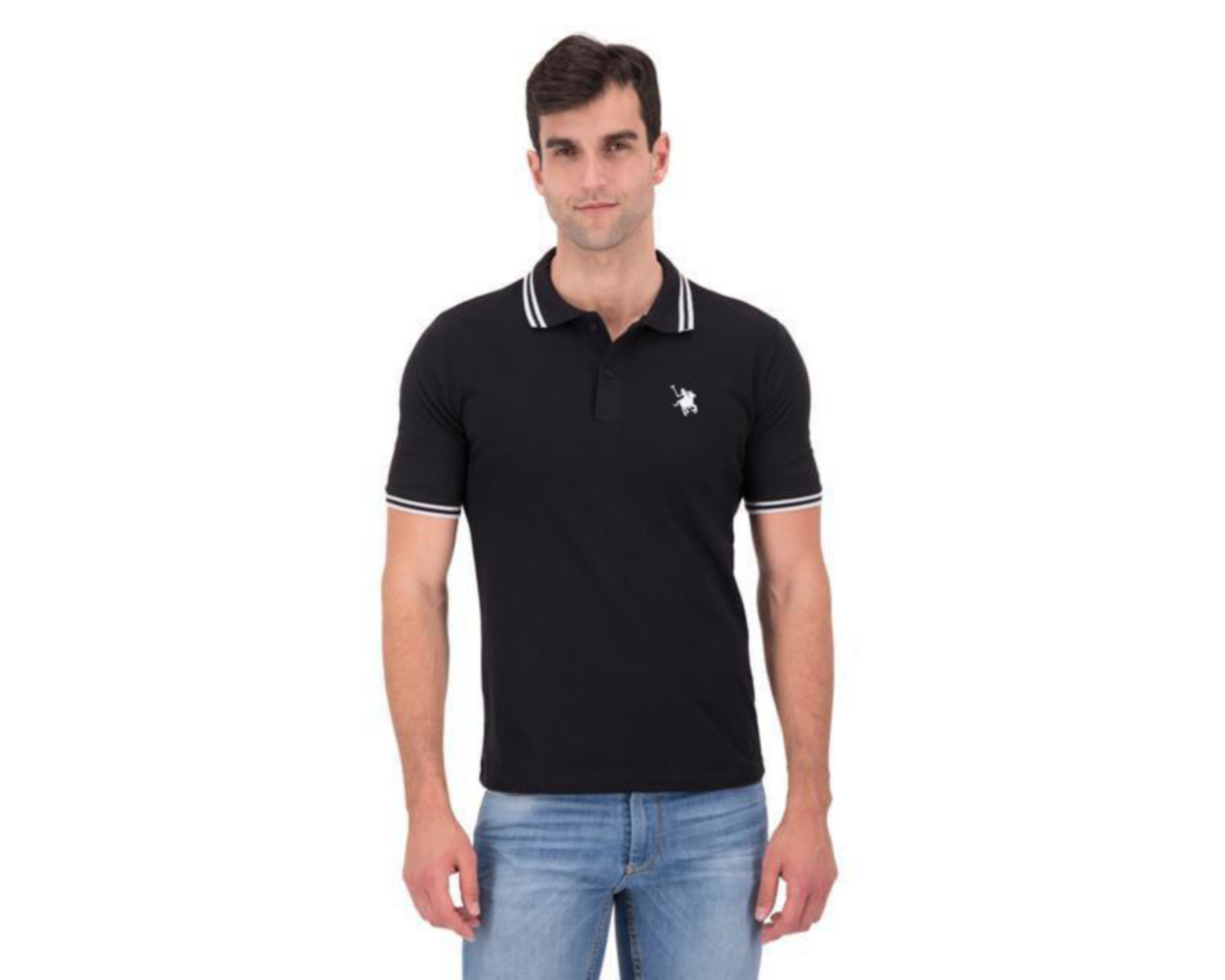 Foto 2 pulgar | Playera tipo Polo Negra marca York Team Polo Club para Hombre