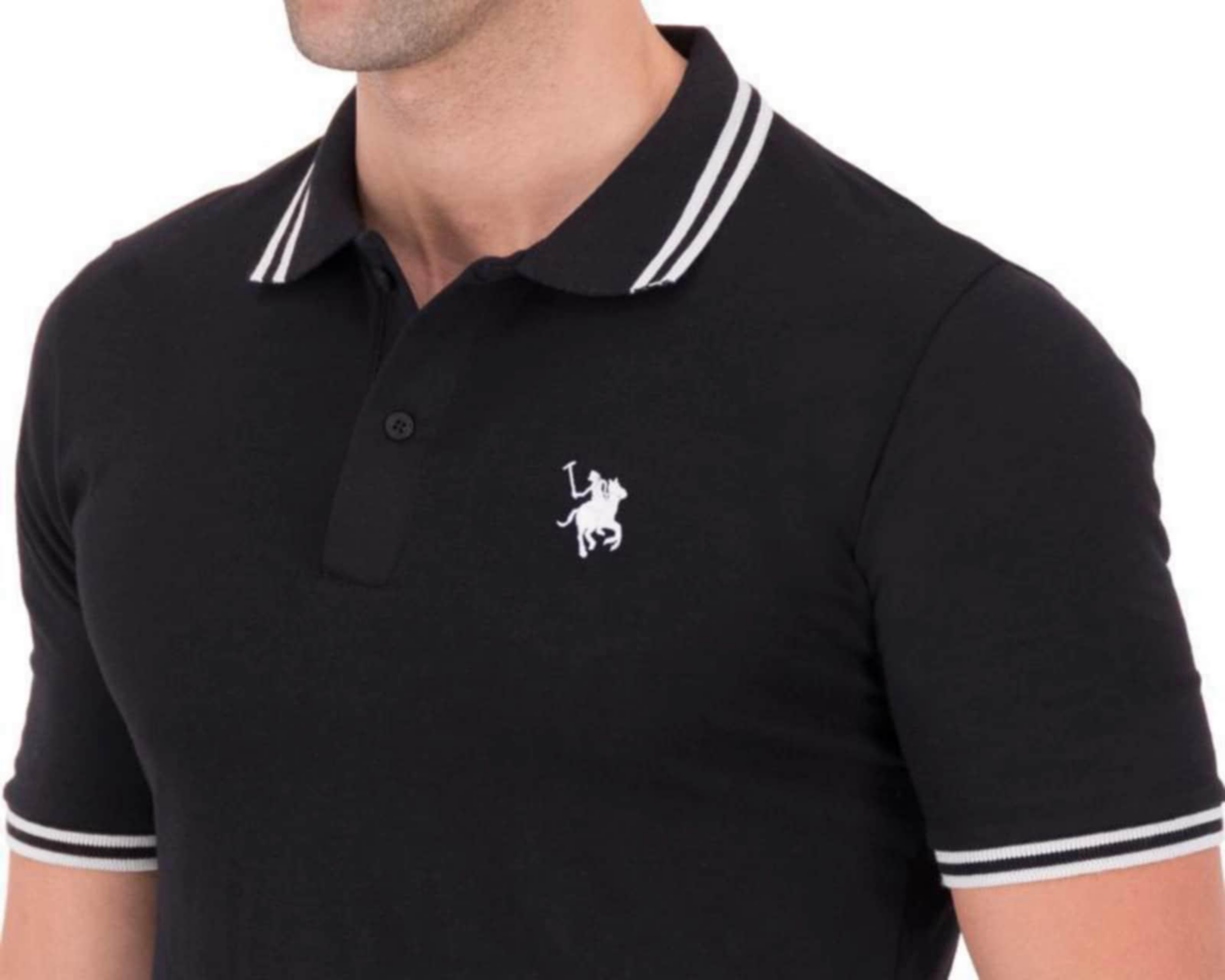 Foto 4 pulgar | Playera tipo Polo Negra marca York Team Polo Club para Hombre