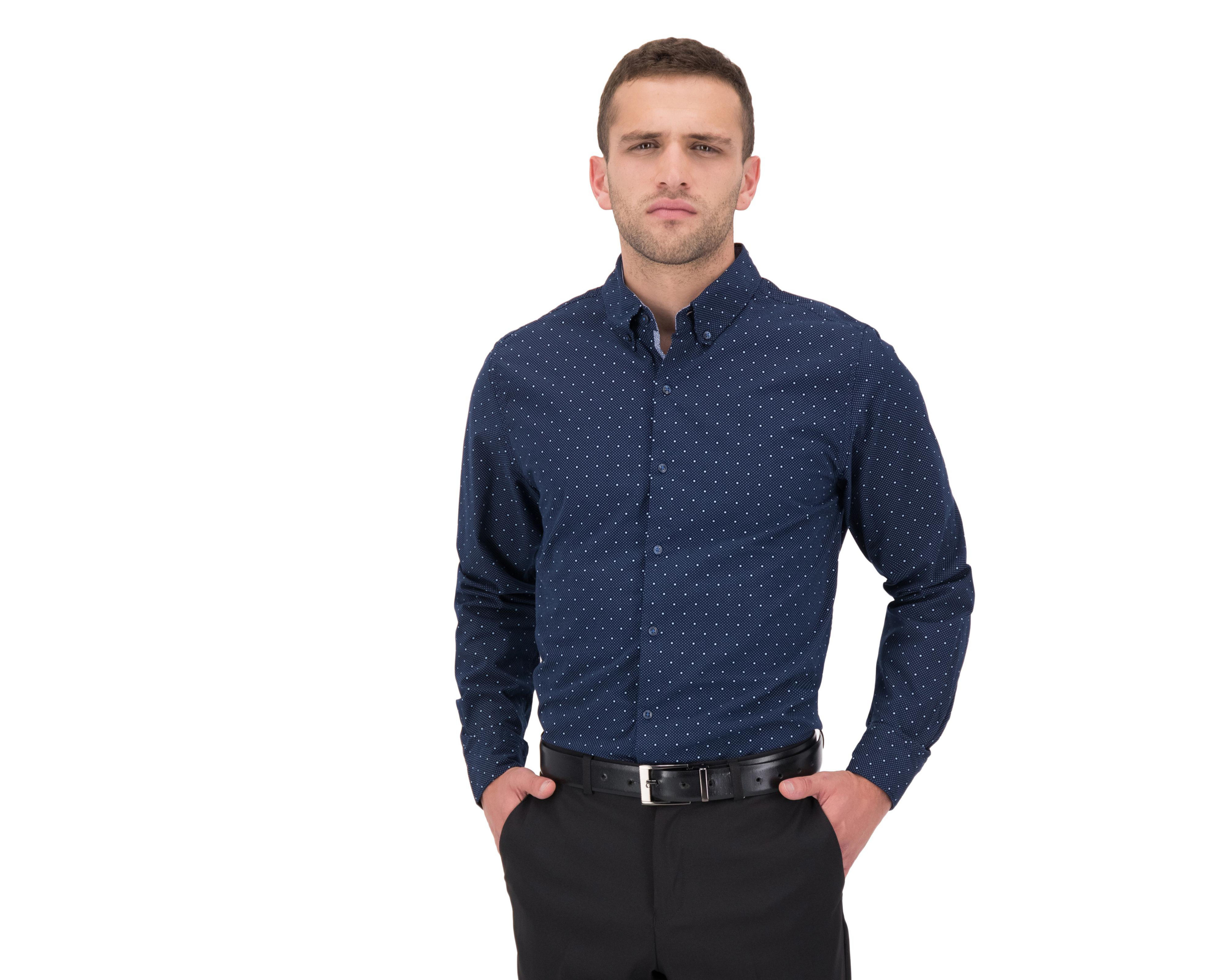 Foto 2 pulgar | Camisa Casual Wall Street Slim Fit con Miniprint