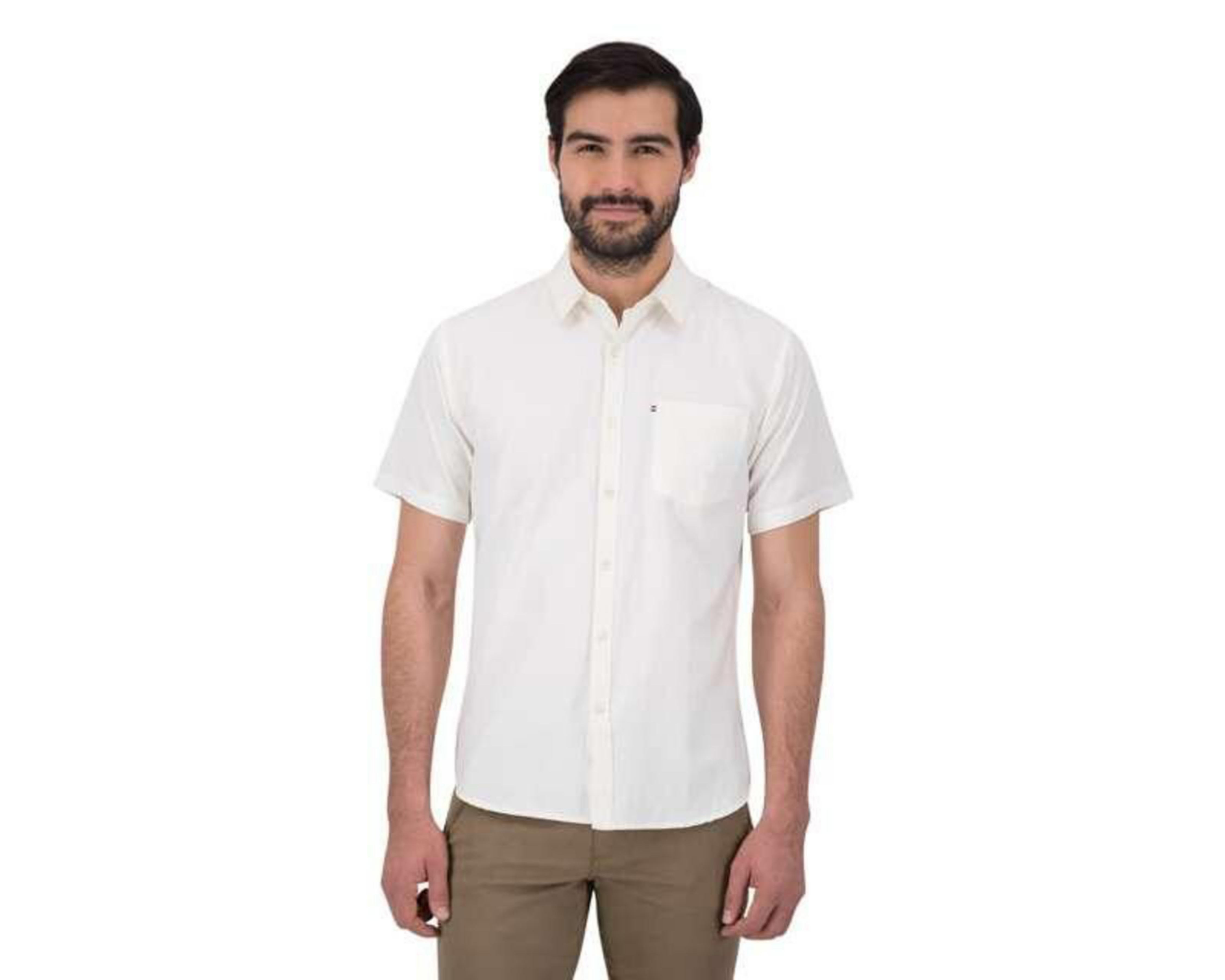 camisa color crema hombre