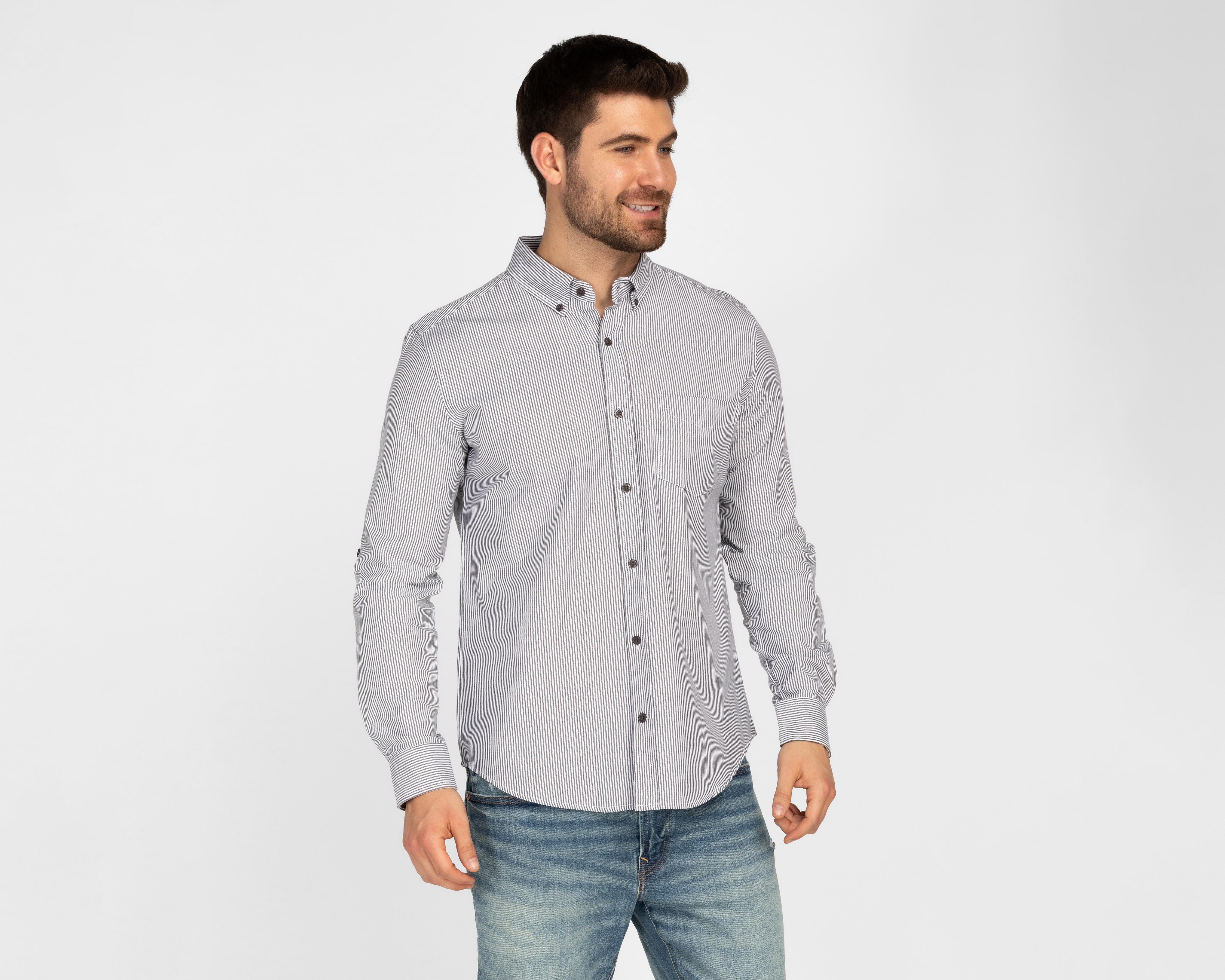 Foto 2 pulgar | Camisa de Vestir Refill Manga Larga Cuello Americano para Hombre