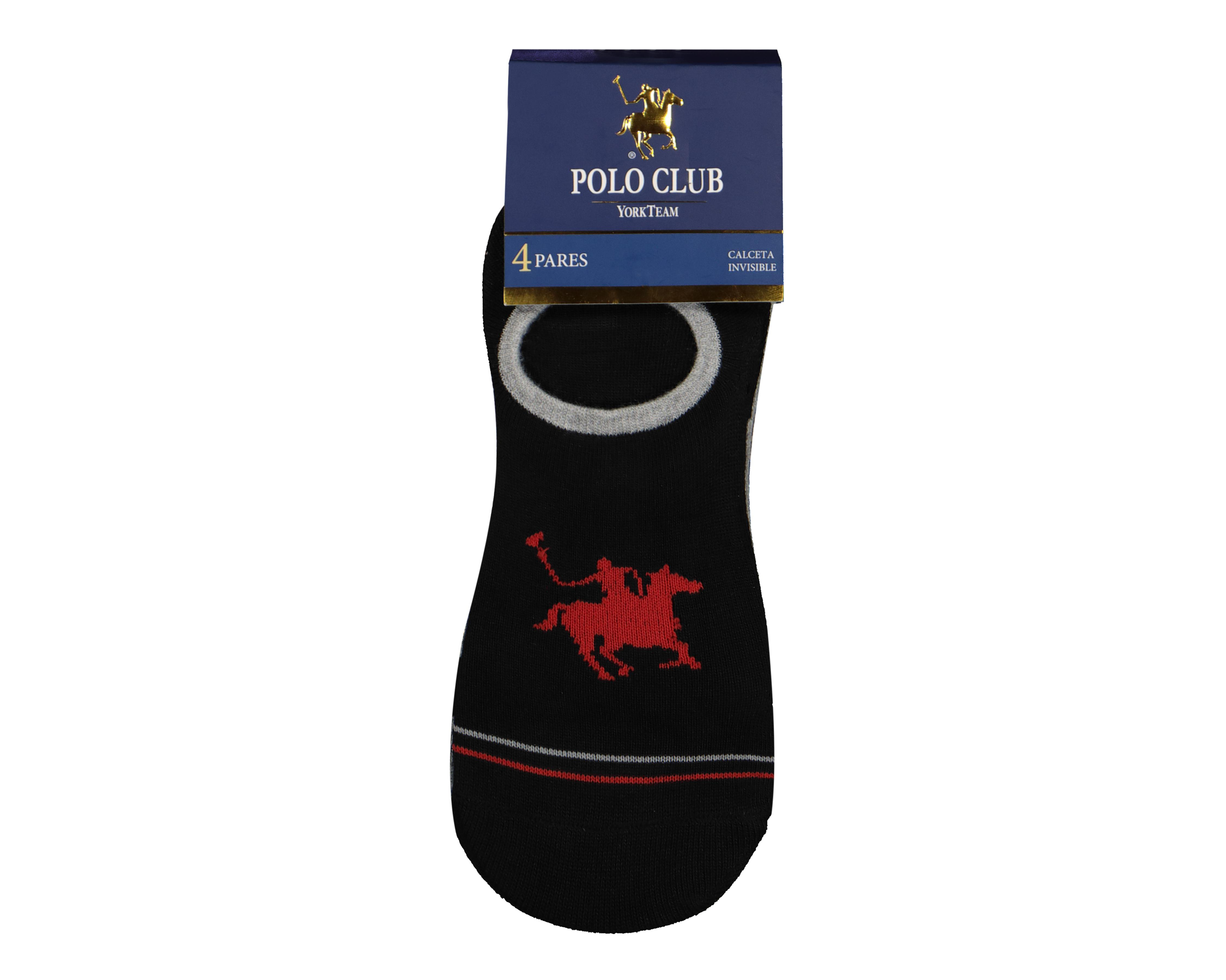 Foto 4 pulgar | Calcetas Invisibles York Team Polo Club para Hombre 4 Pares